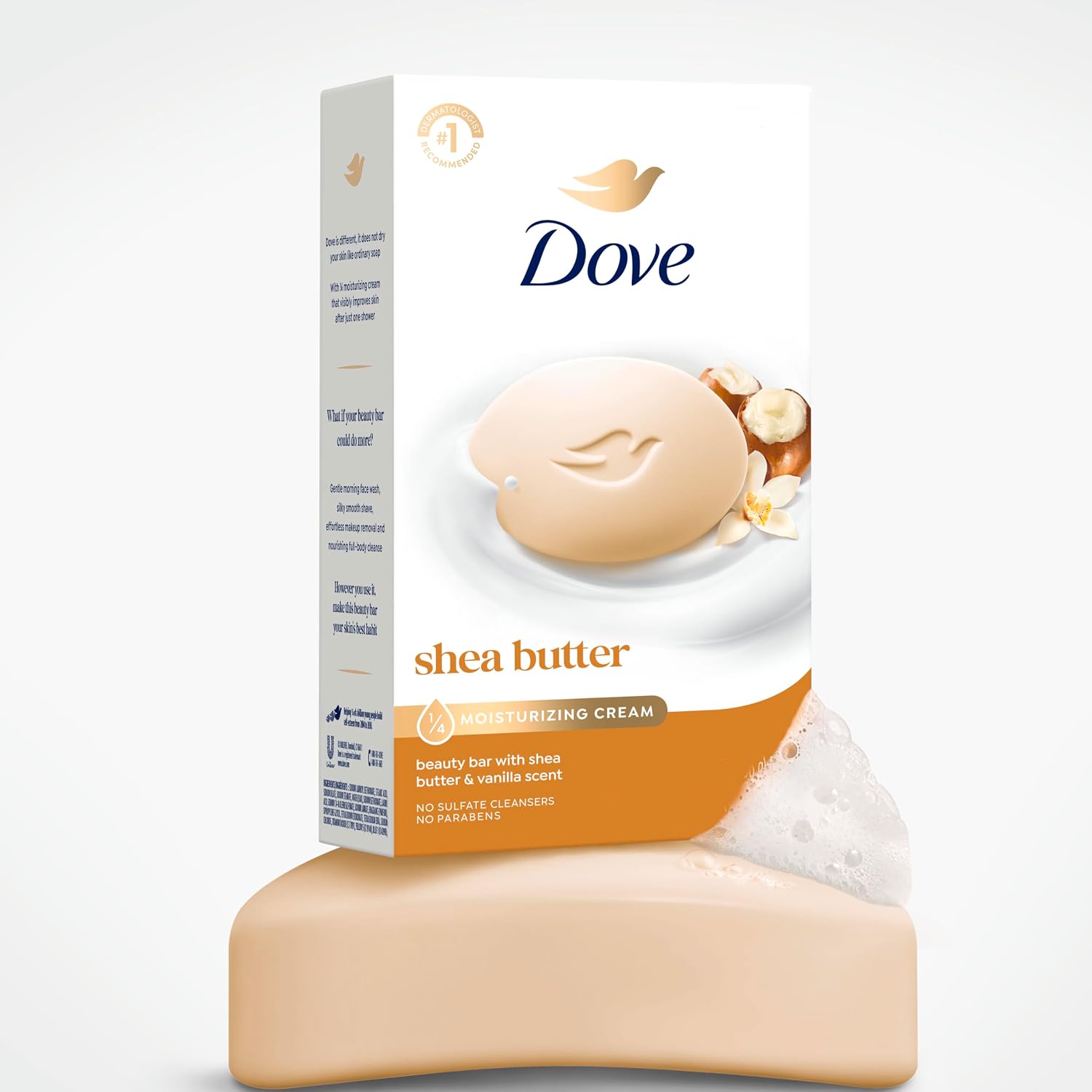 Dove Beauty Bar Soap 8 Bars Shea Butter, for Nourished, Radiant Skin, Enriches Skin 3.75 oz | Moisturizing beauty bar with ¼ moisturizing cream and shea butter for soft, radiant skin - Image 6