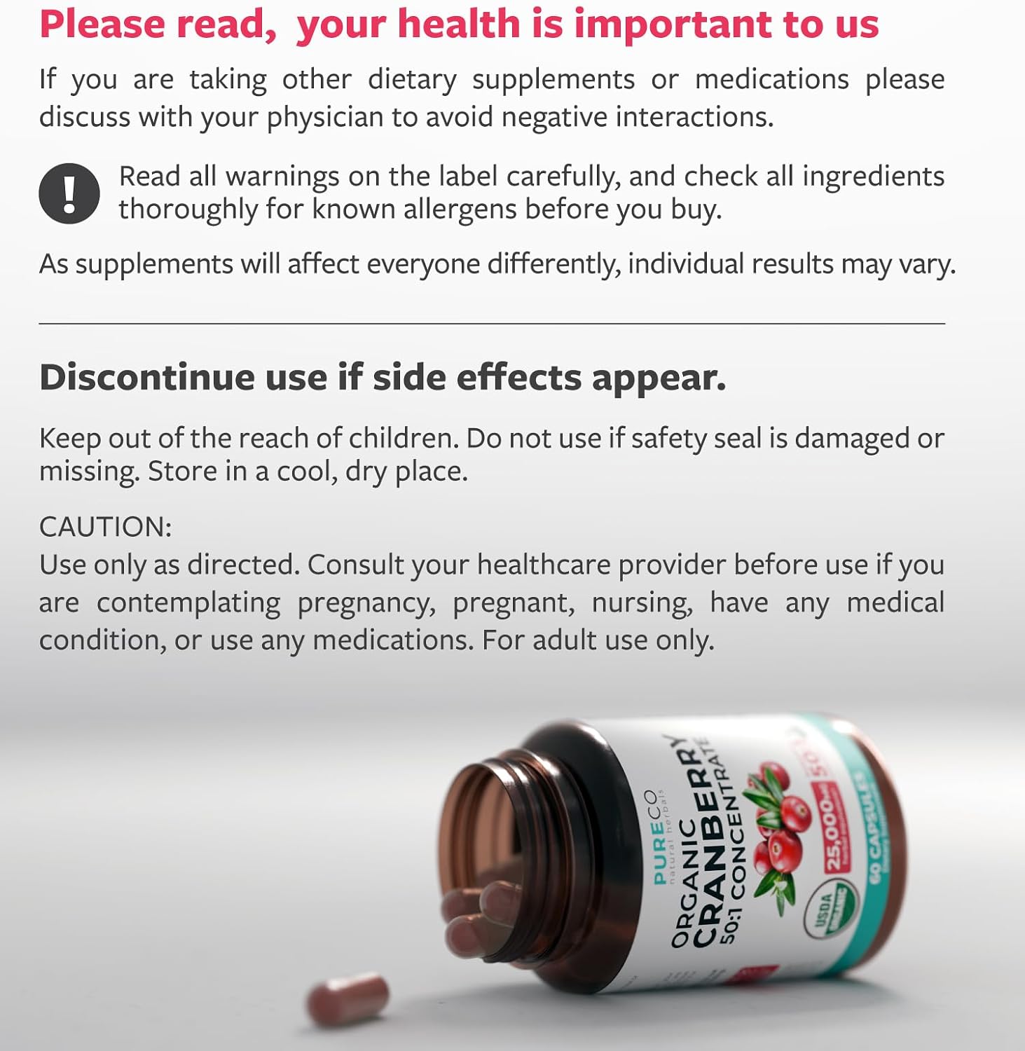 Organic Cranberry Pills for Women 500mg 50:1 Cranberry Concentrate Per Cap | Supports Urinary Tract Bladder and Kidney Health - Vegan Non-GMO USDA Organic & North American Sourced (2 Month Supply) - Image 9