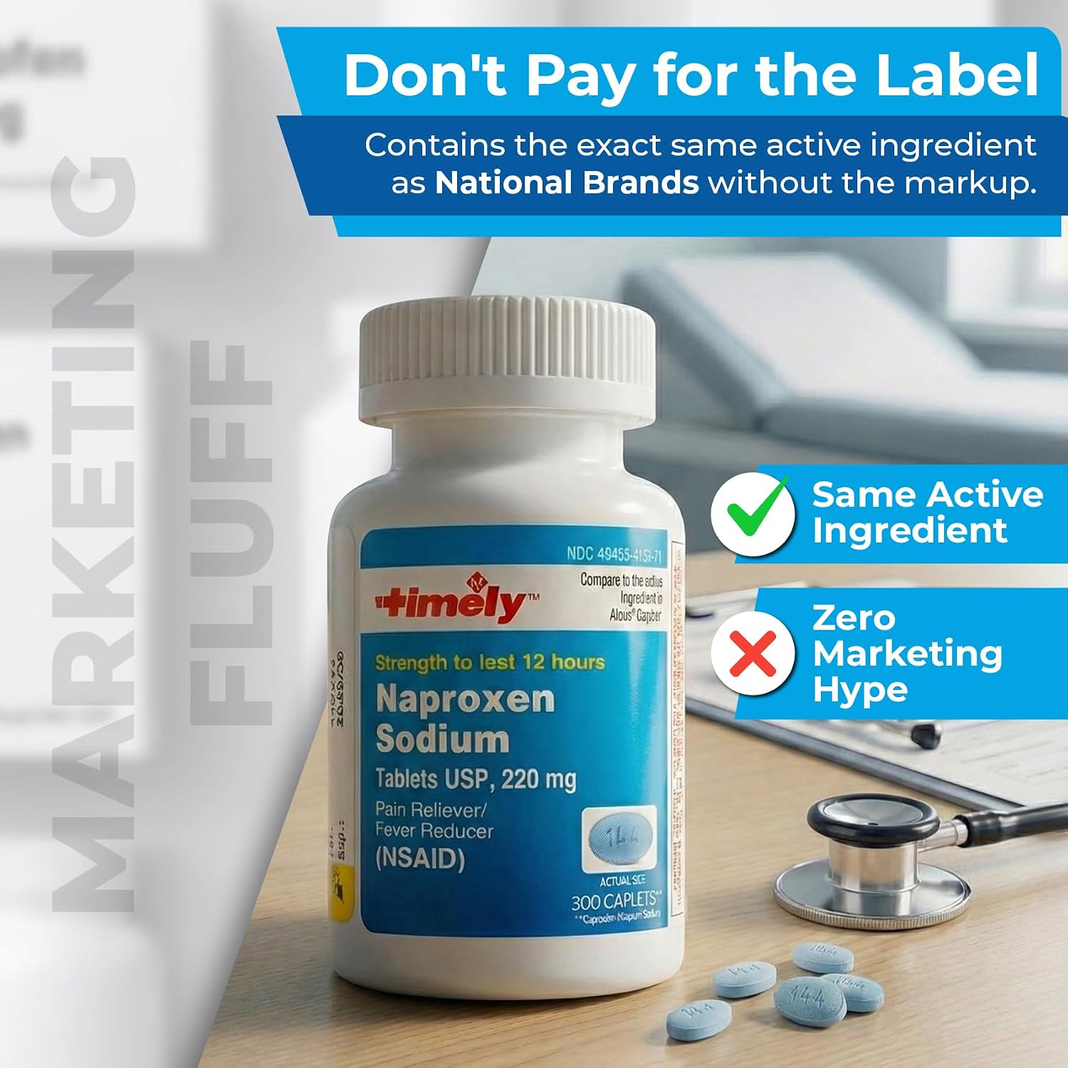 TIME-Cap Labs Naproxen Sodium 220mg Pain Reliever/Fever Reducer 300 Caplets | Temporarily Relieves Minor Aches & Pains due to Headache, Toothache, Backache, Muscular Aches & Menstrual Cramps | For Adults - Image 4