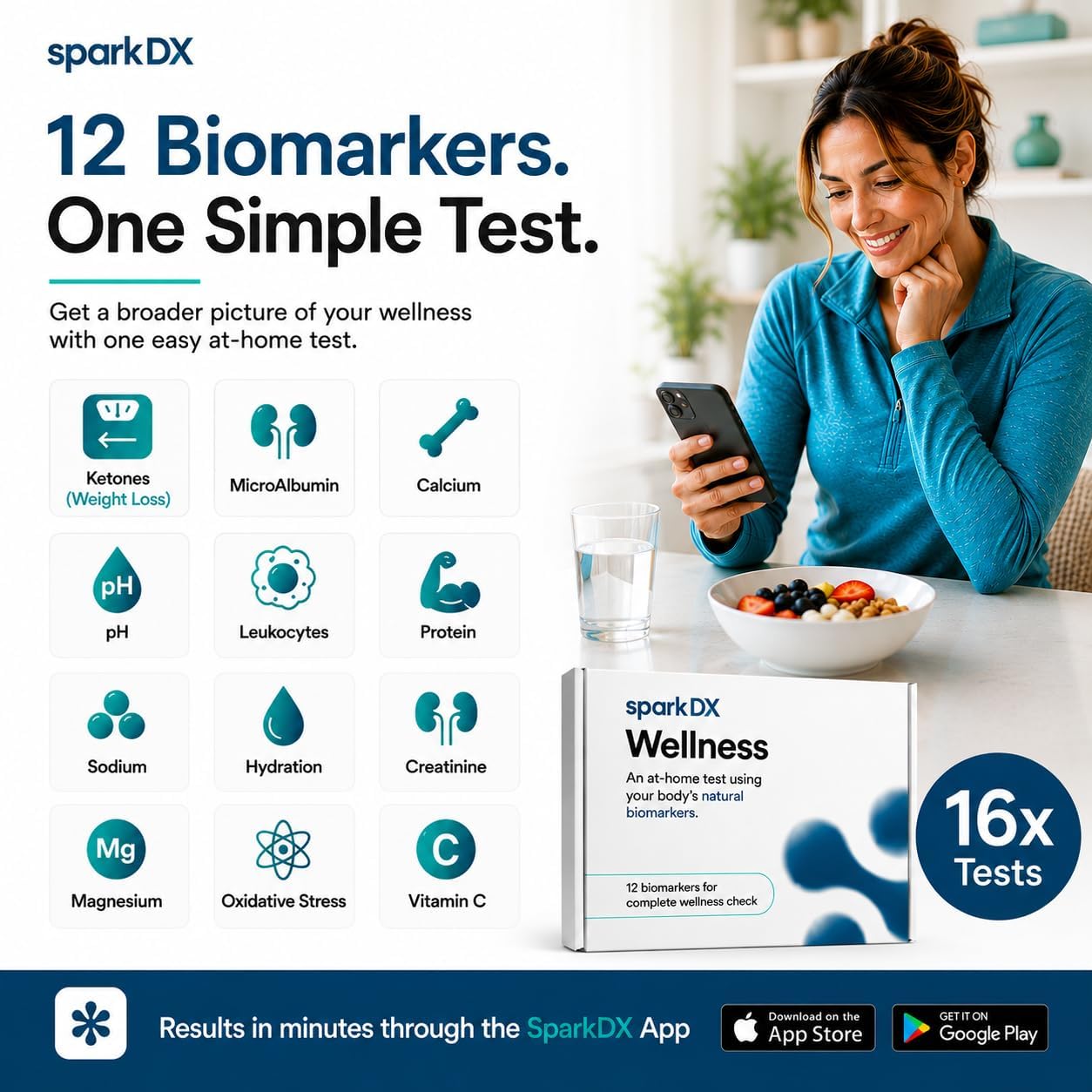 Wellness At-Home Test Kit - 12 biomarkers- 16 Tests-Ketones, Hydration, pH- Urine Test, no Blood, no Mess, Free App, no Labs - Image 3