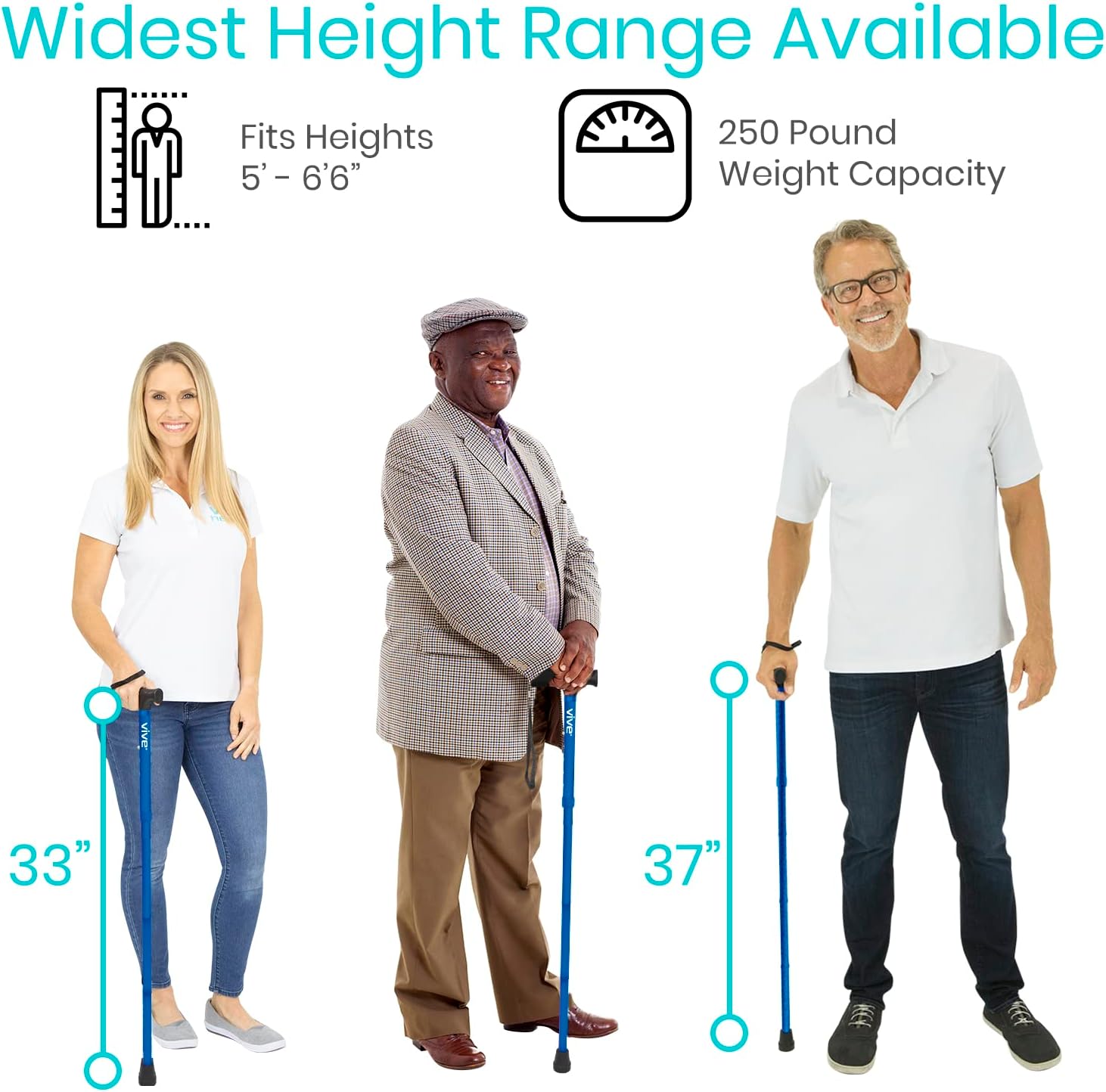Vive Folding Cane - Foldable Walking Cane for Men, Women - Fold-up | Collapsible, Lightweight, Adjustable, Portable Hand Walking Stick - Balancing Mobility Aid - Sleek, Comfortable - Image 5