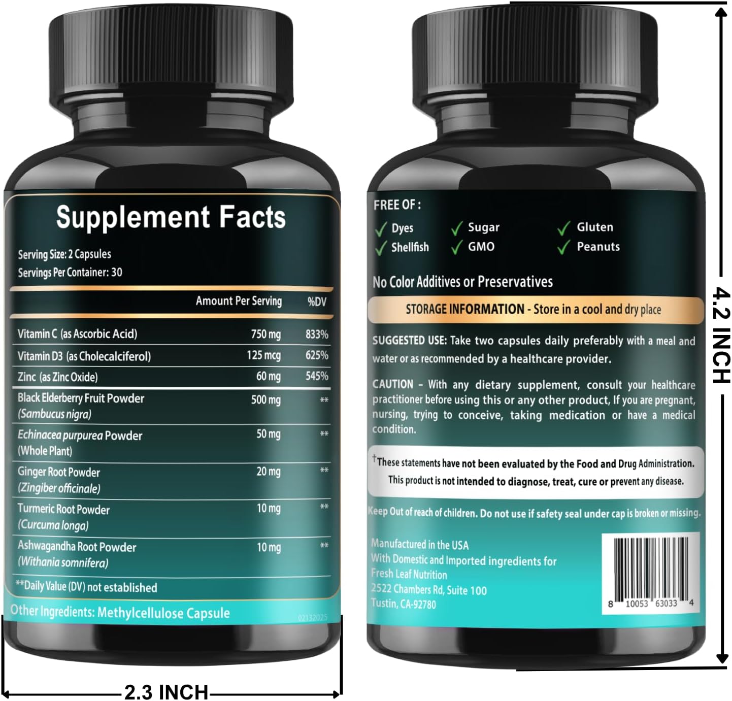 VITBOOST Elderberry Immune Support Supplement 8 in 1 with Vitamin D 5000 IU | Formula with Echinacea, Vitamin C & Zinc, Turmeric, Ginger, Ashwagandha - 60 Capsules - Image 8