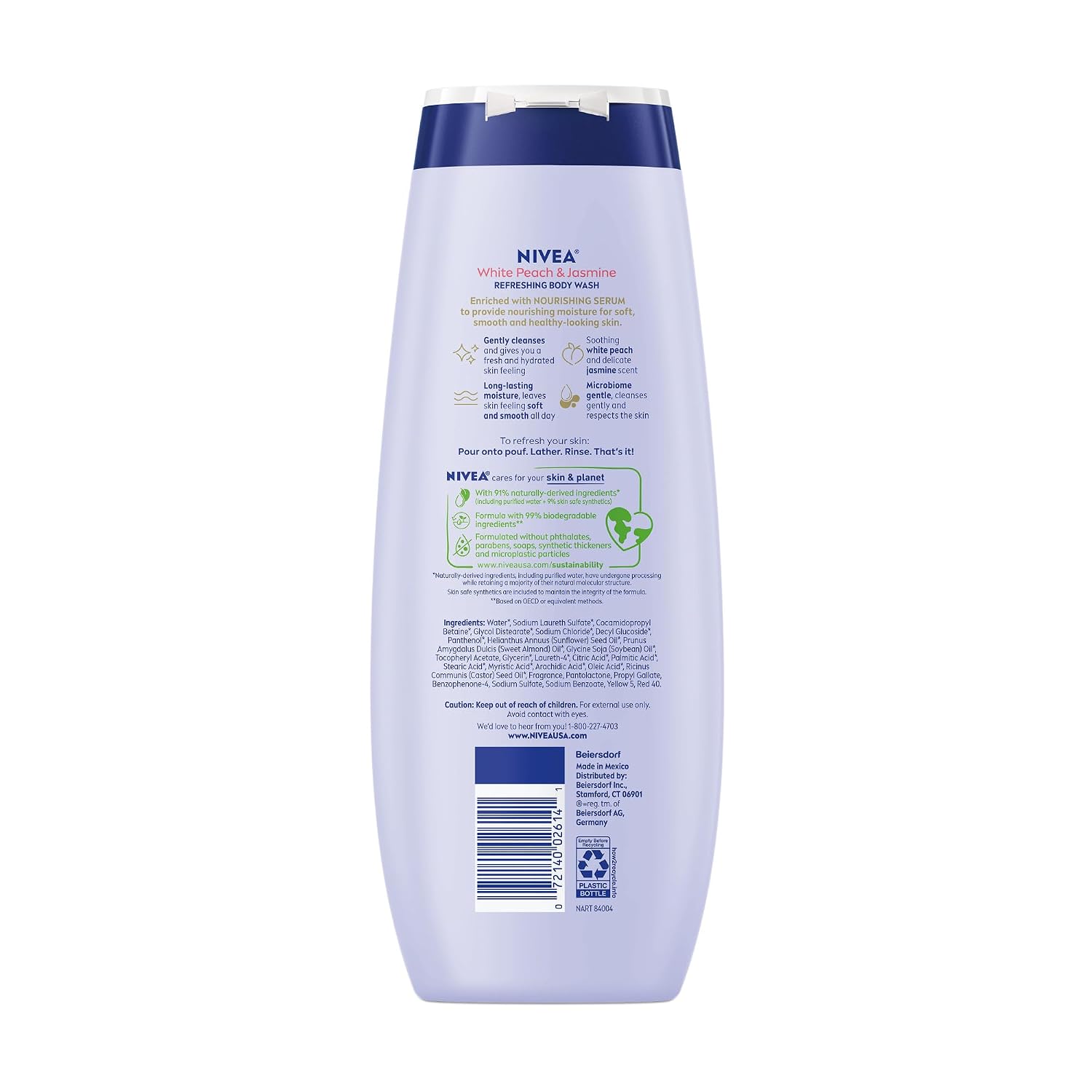 NIVEA Refreshing White Peach and Jasmine Body Wash, Multipack, 3 x 20 FL OZ | Scented Body Wash for Women with Nourishing Serum, Enriched with Provitamin B5 and Vitamin E, Paraben Free - Image 12