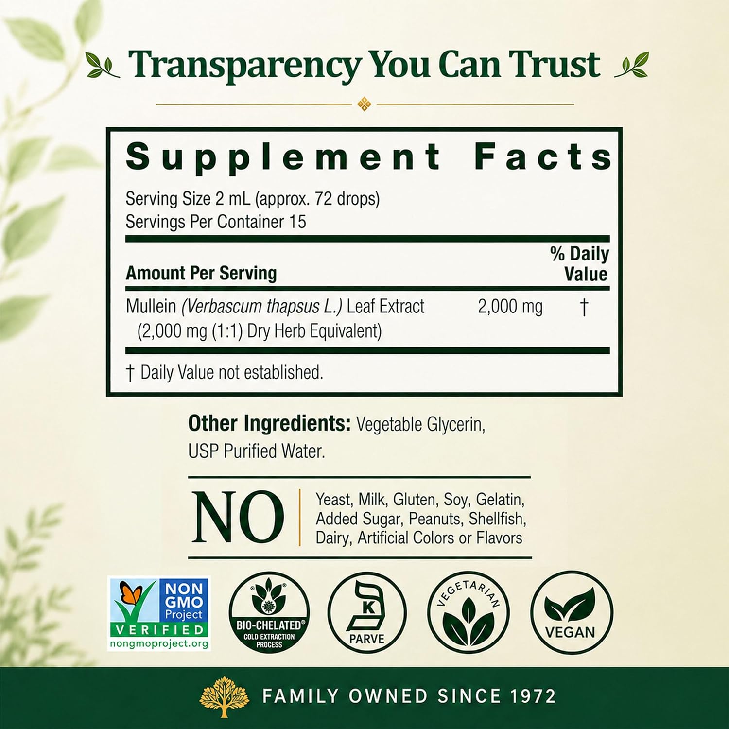 Nature's Answer Mullein Leaf | Herbal Supplement | Supports Healthy Respiratory Function & Healthy Mucous Membranes | Non-GMO & Kosher | Gluten-Free & Alcohol-Free 1oz - Image 5