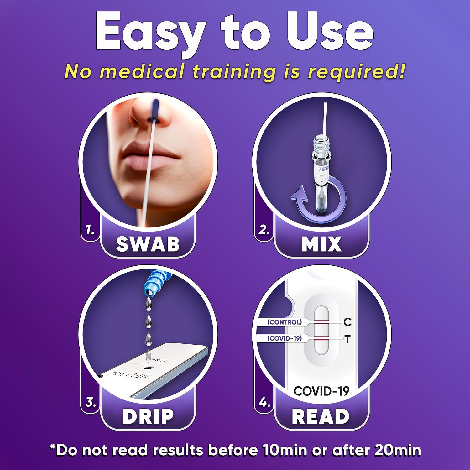 WELLlife COVID-19/Flu A&B Home Test, 3-in-1 Covid Flu Combo Test, 5 Tests | Results in 10 Mins, Nasal Swab Test, No Discomfort, for Age 2+ Children & Adult Use - Image 6