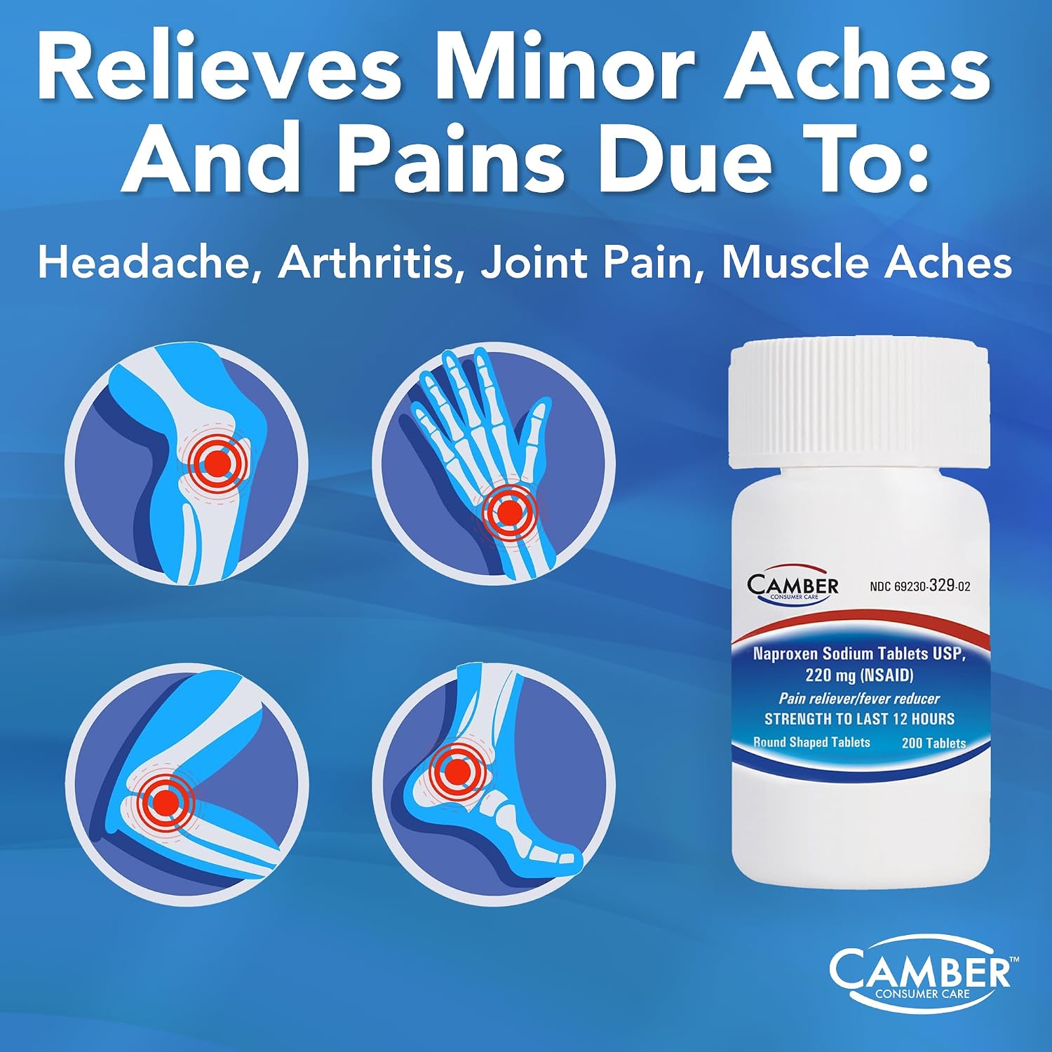 Camber Naproxen Sodium, 220 mg - Pain Reliever and Fever Reducer (200 Count) - Image 4