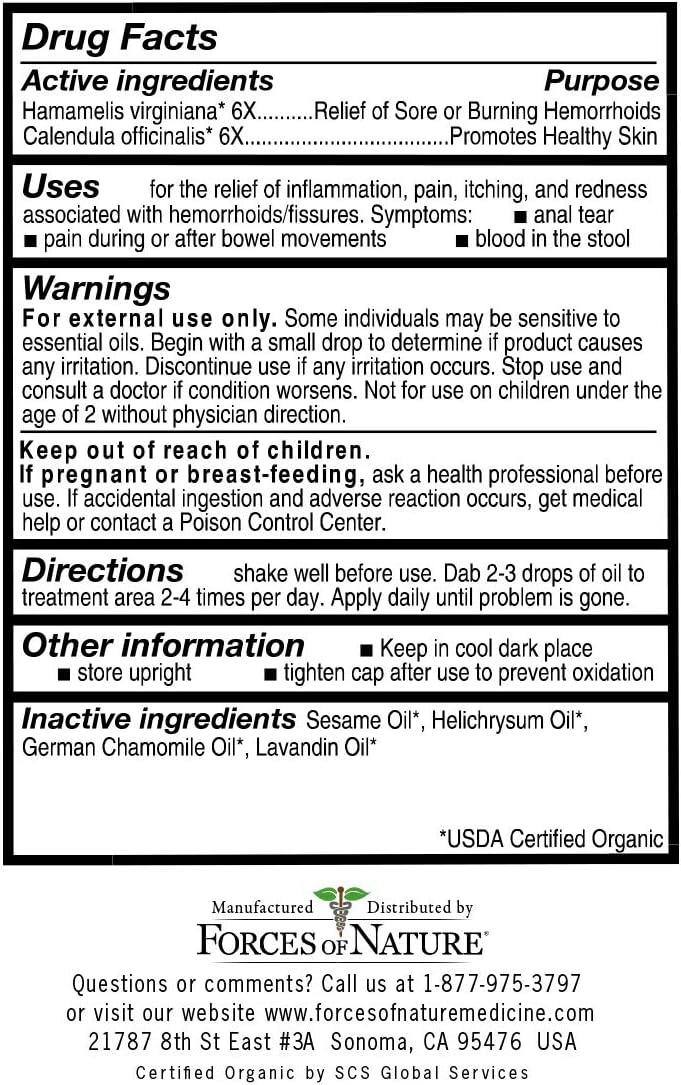 Forces of Nature Fissure Control, Organic Homeopathic Treatment with Witch Hazel for Anal Fissures, Hemorrhoid Related Irritation & Discomfort, Fast, Natural Topical Relief, 0.37 FL OZ - Image 4