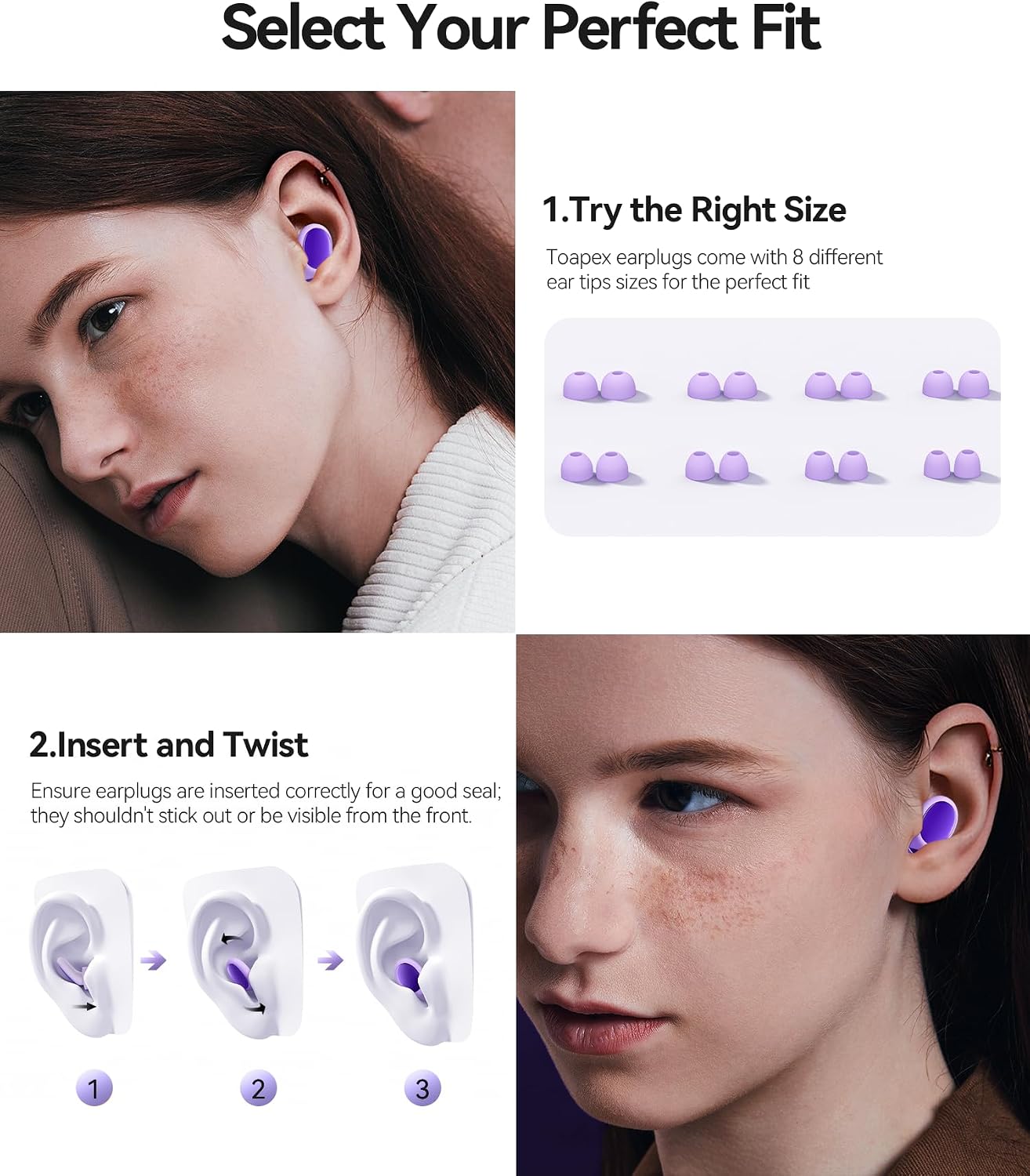 45dB Ear Plugs for Sleeping Noise Cancelling Ear Plugs for Noise Reduction & Snoring, Concerts, Earplugs for Sleep,Sider Sleepers Airplane, Silicone Earplugs Reusable Concert Ear Plug - Image 4