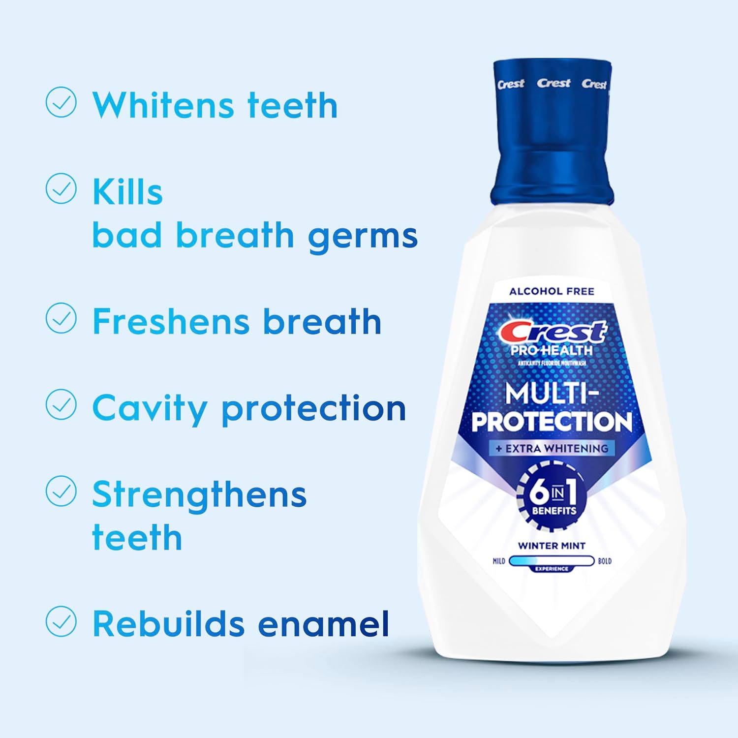 Crest Pro-Health Advanced Mouthwash, Alcohol Free, Extra Whitening, Energizing Mint Flavor, 946 mL (32 fl oz) - Image 4