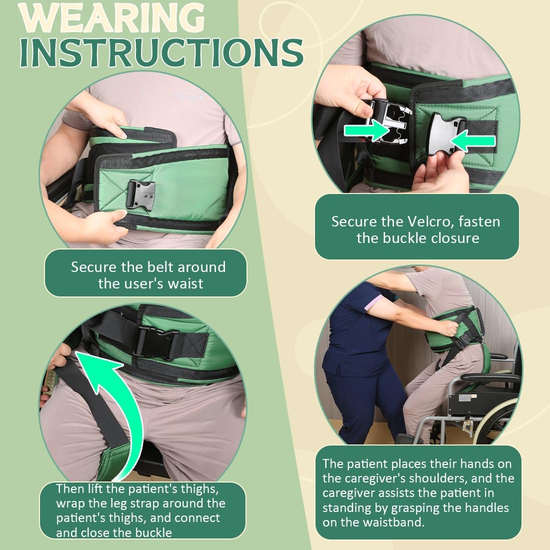 EZ Assistive Gait Belt for Seniors with Padded Handles and Leg Straps,Transfer Belts Medical Safety Belt for Elderly Lifting or Walking-330Lbs - Image 3