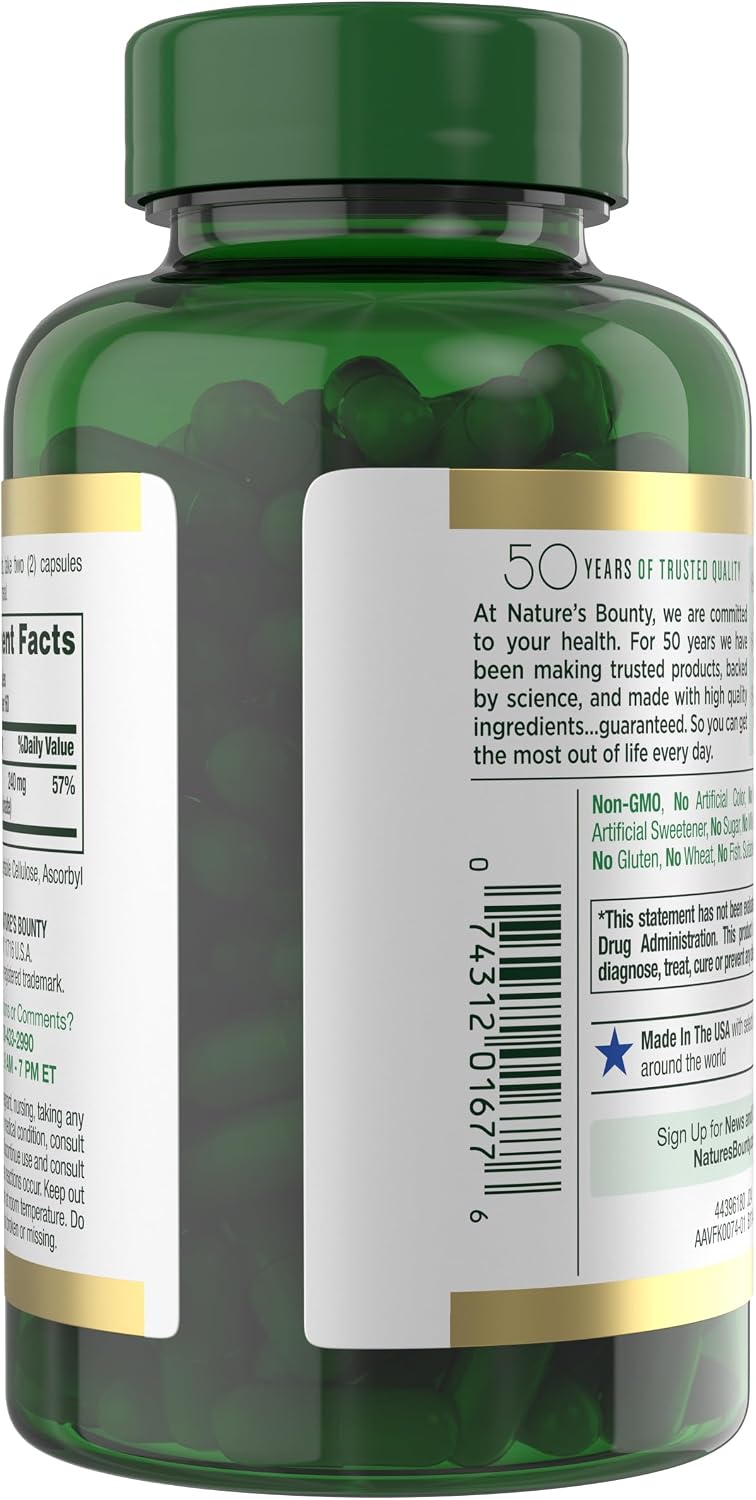 Nature’s Bounty High Absorption Magnesium Glycinate 240 mg for Supporting Muscle Relaxation and Bone, Heart & Nerve Health – Non-GMO, Gluten-Free, Vegetarian, 120 Count/60 Servings - Image 9