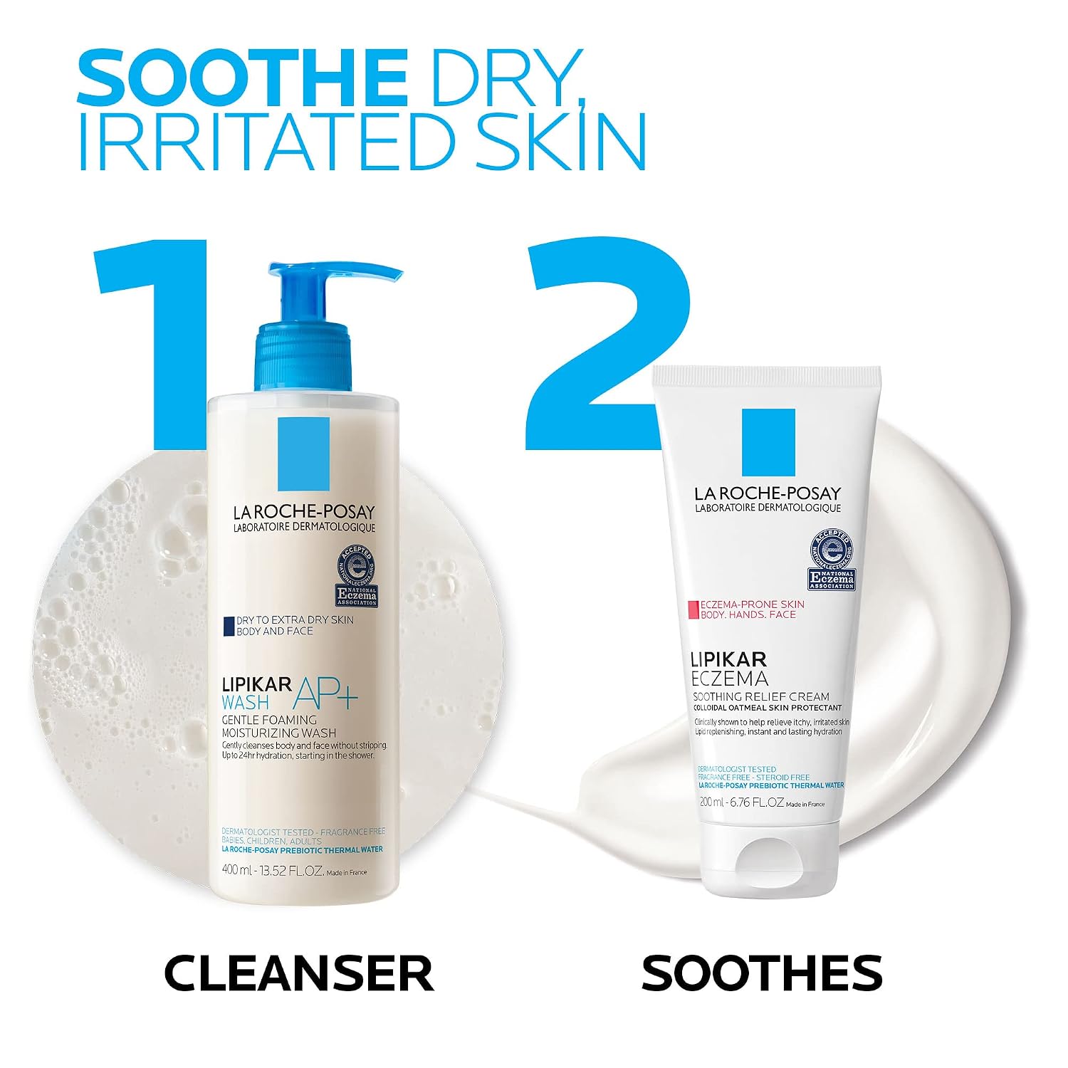 La Roche-Posay Lipikar Soothing Relief Eczema Cream, Sensitive Skin 6.8oz | Face & body lotion for eczema, dry, sensitive skin with colloidal oatmeal. Soothes and relieves irritation. - Image 7