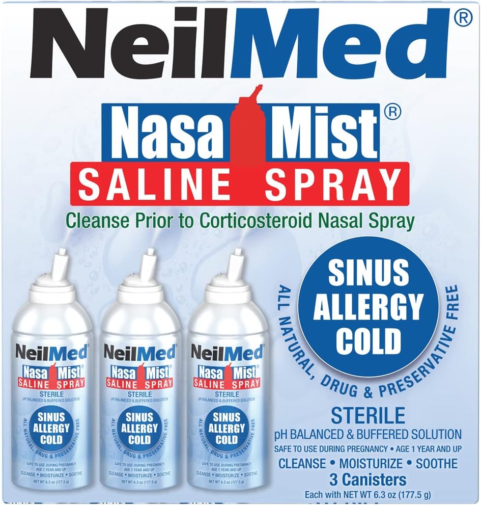 NeilMed NasaMist Isotonic Saline Spray. Soothe, Moisturize and Cleanse Using Specially Designed tip. 177mL. Contains 3 NasaMist canisters - Image 2