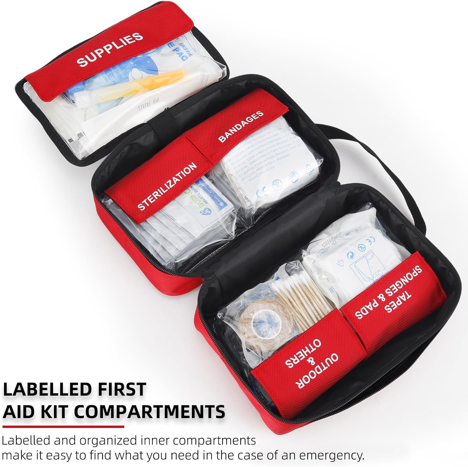 330-Piece Comprehensive First Aid Kit for Home, Car, Travel | Well-Organized Compact Waterproof First Aid Kit for Camping, Hiking, Car, Office, Sports & Outdoor Activities - Image 4