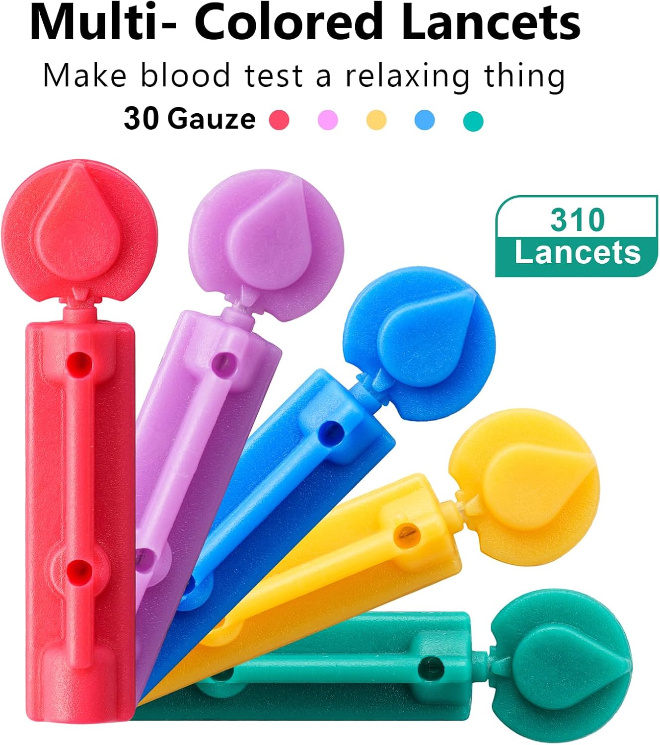 Lancets for Diabetes Testing - 30 Gauge Diabetic Lancets for Blood Testing and Glucose Testing - Fits Most Lancing Devices - 310 Count (Colourful) - Image 5