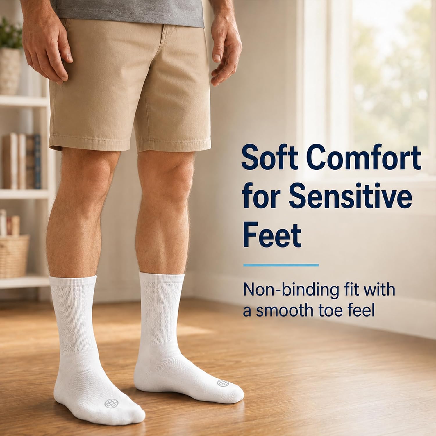 Doctor's Choice Diabetic Crew Socks for Men, Non-Binding Top, 4 Pairs | Seamless Toe, Fully Cushioned Footbed, Moisture-Wicking Fabric, Four-Way Stretch - Image 2