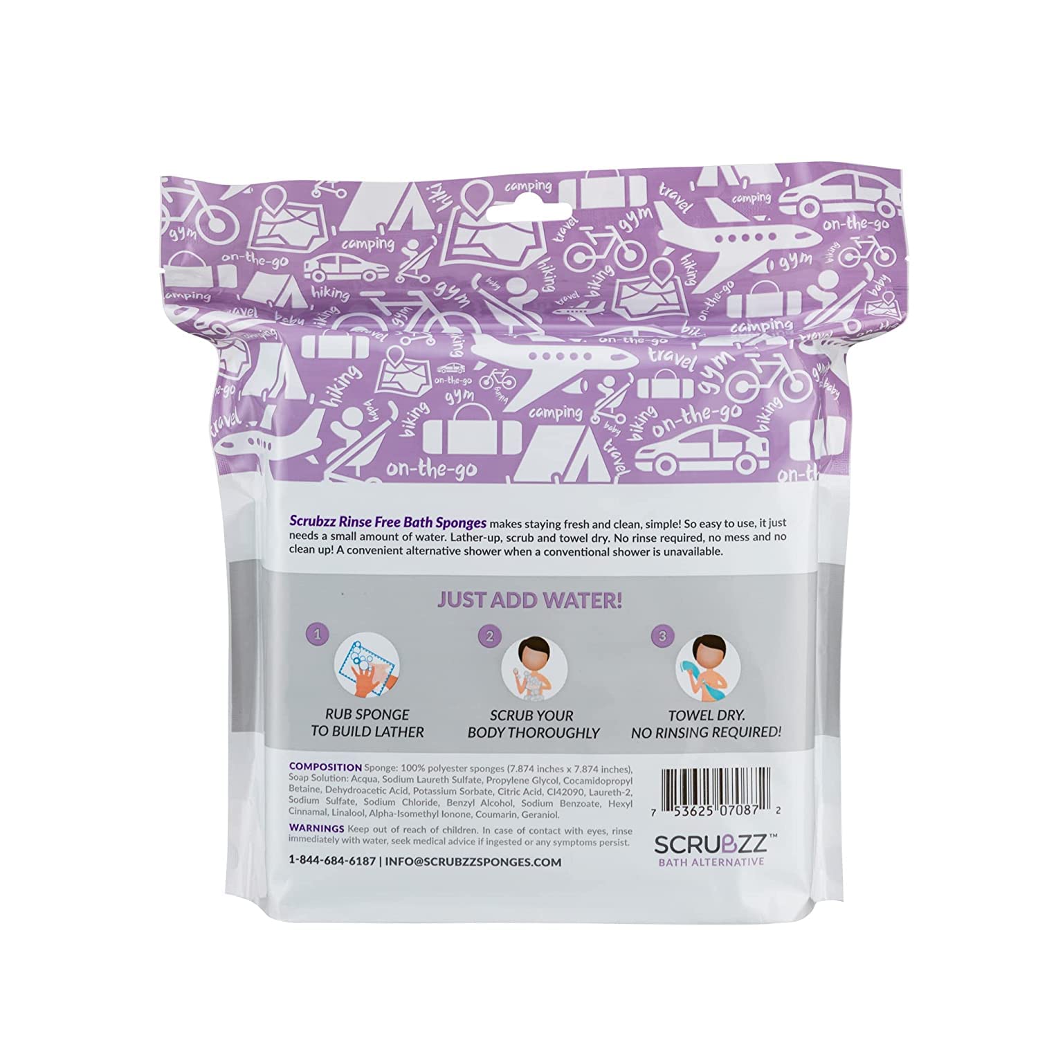 Scrubzz Disposable No Rinse Bathing Wipes - 25 Pack - All-in-1 Single Use Shower Wipes, Simply Dampen, Lather, and Dry Without Shampoo or Rinsing (Lavender, 1-Pack) - Image 6