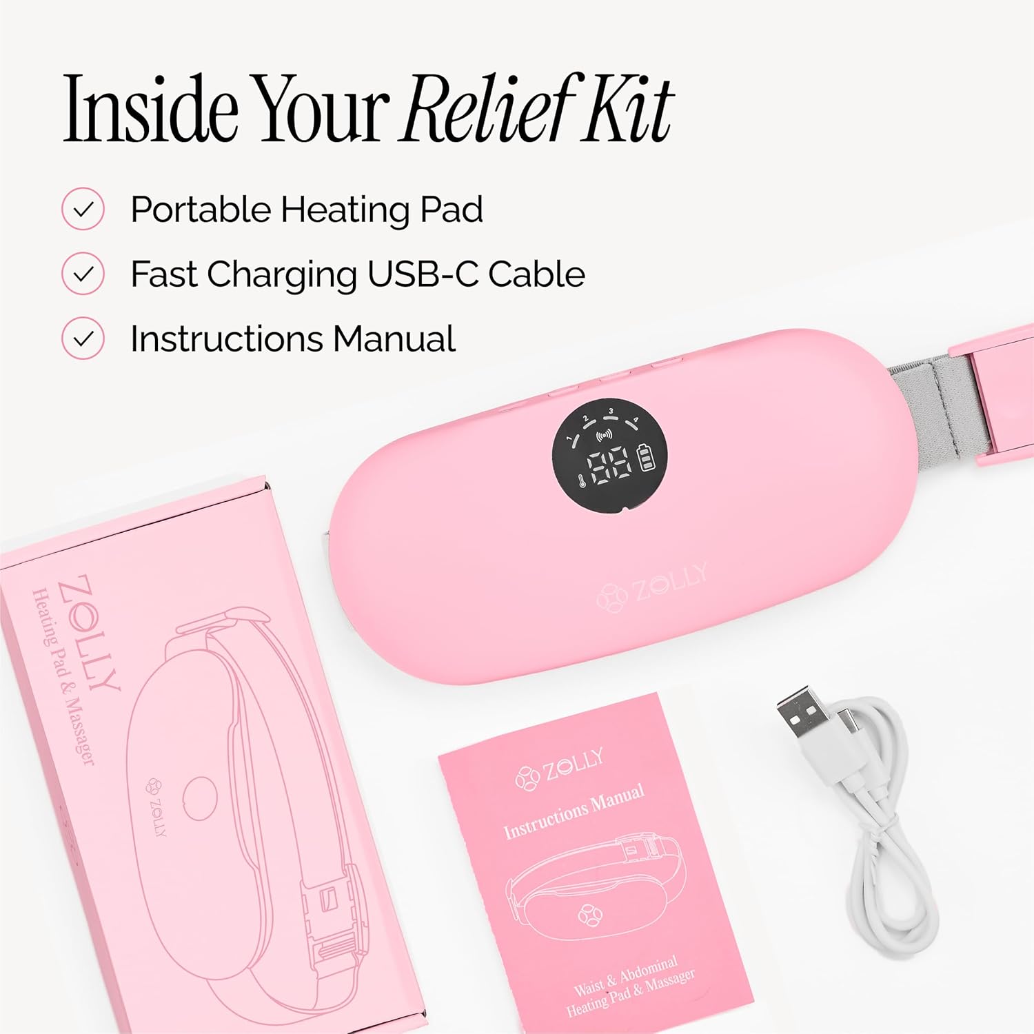 Menstrual Heating Pad for Period Cramps – Portable Heating Pad for Period Cramps Relief with Heat & Massage, Wearable Cordless Warmer for Pain Relief, Rechargeable & Wireless for Women - Image 7