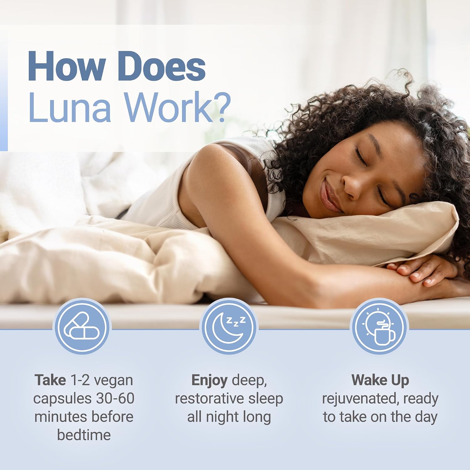 Nested Naturals Luna Melatonin-Free Sleep Supplement - Non-Habit Forming Herbal Sleep Supplement, Adult Bedtime Support, Help Sleeping w/Chamomile, Valerian, L-Theanine - 60 Vegan Capsules - Image 2