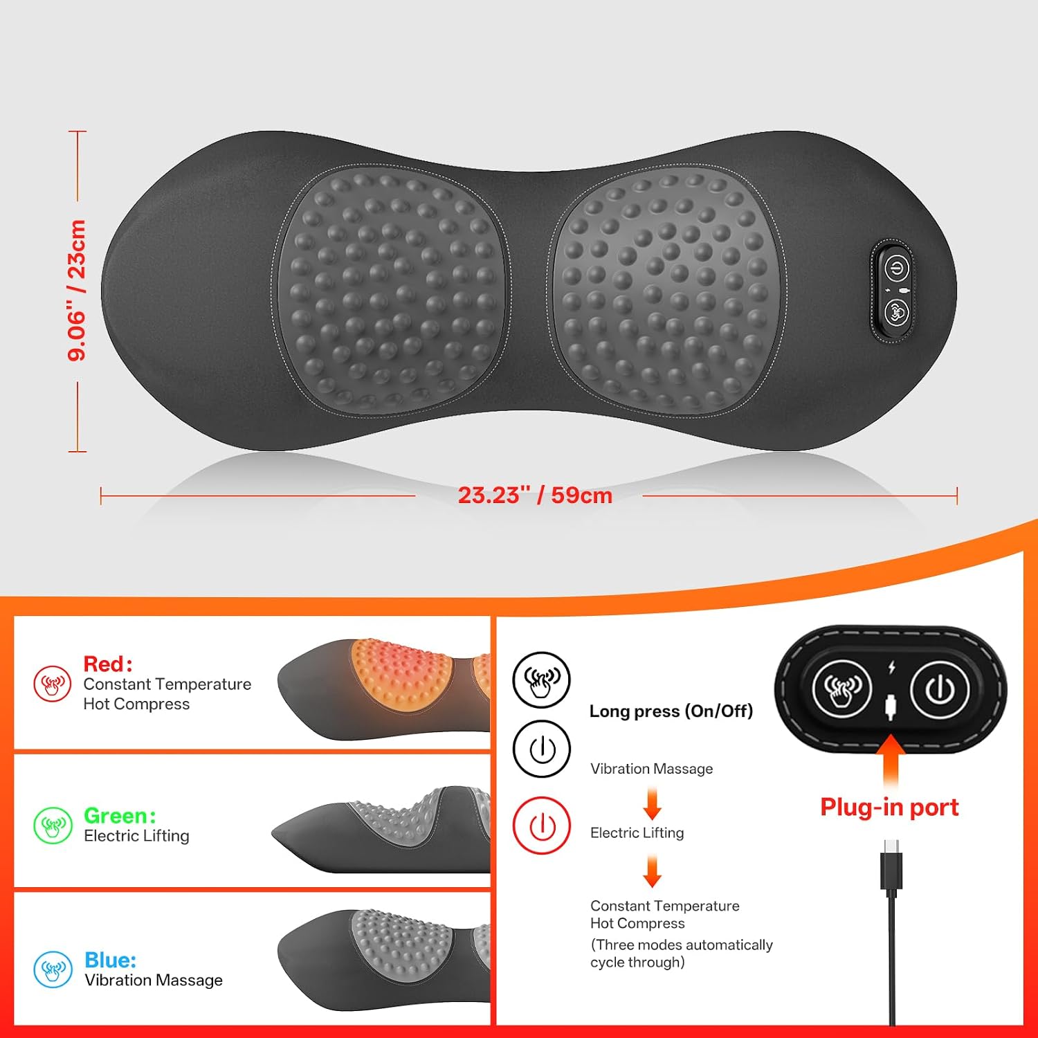 Triple Fusion Electric Lumbar Support Pillow for Lower Back Pain Relief | 3-in-1 Back Massager with Heat, Vibration & Air Traction, Spinal Decompression Device for Bed, Office Chair, and Recliner - Image 6