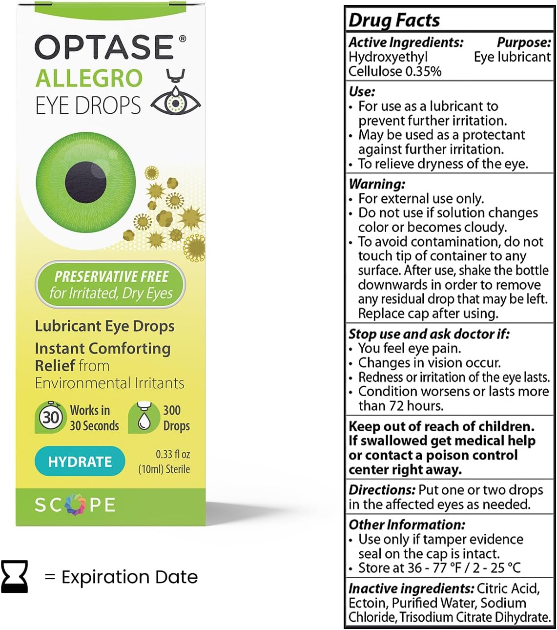 Optase® Allegro Lubricant Eye Drops, 0.33 fl oz | Preservative Free Lubricant Eye Drops - Artificial Tears for Environmental Irritants - Contact Lens Compatible - 300 Doses - Image 2