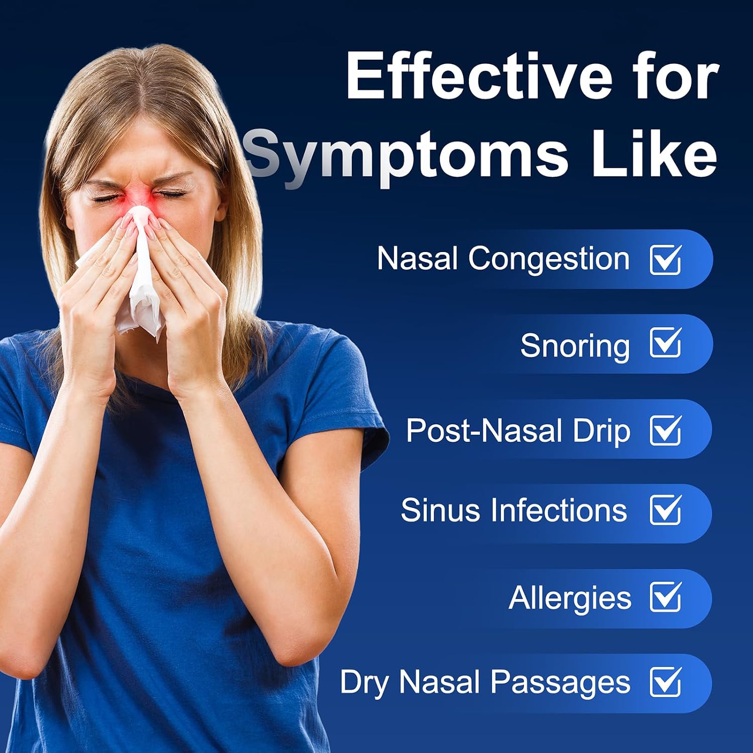 MAOEVER Neti Pot Sinus Rinse Bottle Nose Wash Cleaner Pressure Rinse Nasal Irrigation for Adult & Kid BPA Free 300 ML with 30 Nasal Wash Salt Packets and Sticker Thermometer(Blue) - Image 5