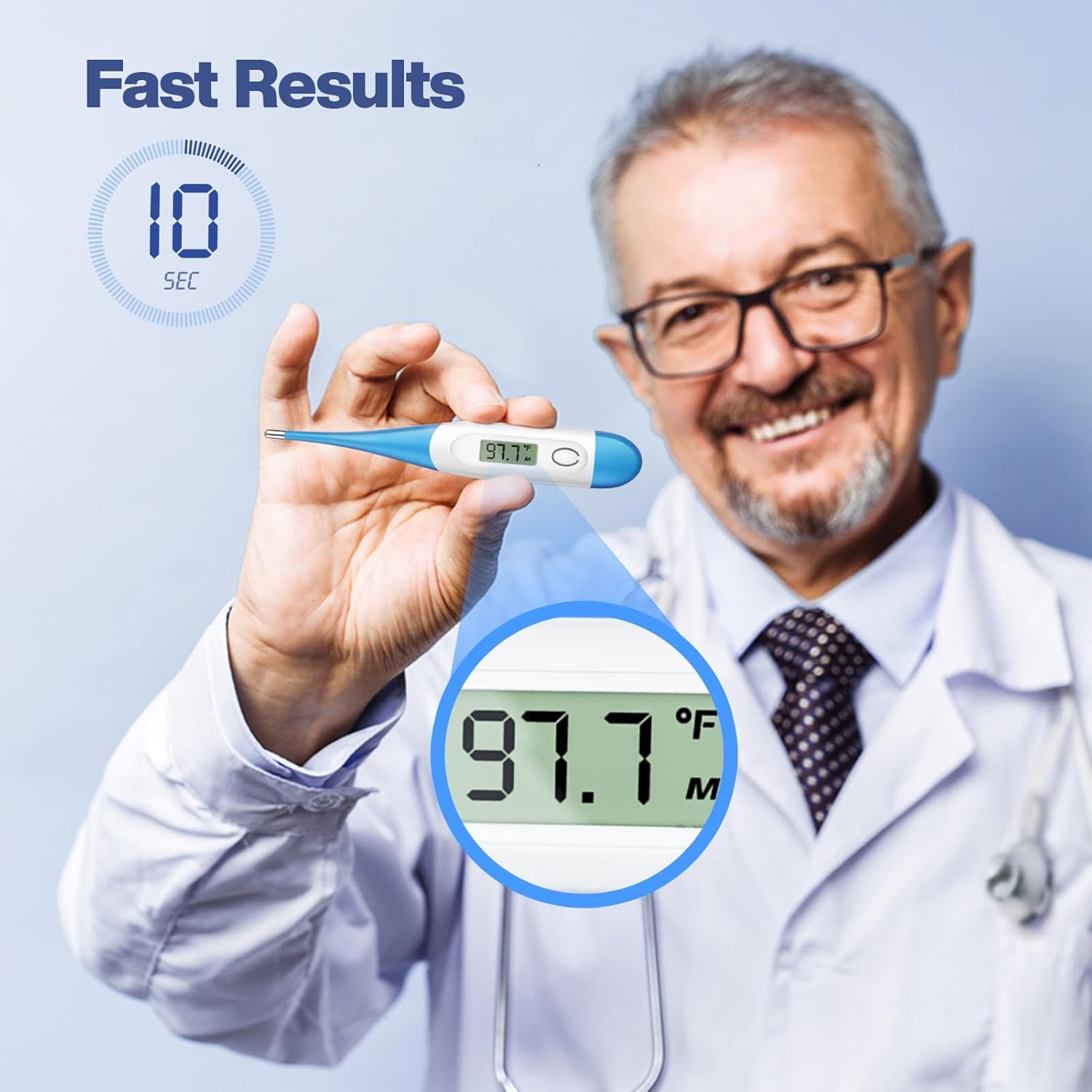 Boncare 10 Seconds Oral Thermometer for Adults and Kids, Light Blue | Accurate & Safe, Rectal Digital Thermometer for Baby, Fever Alarm - Image 2