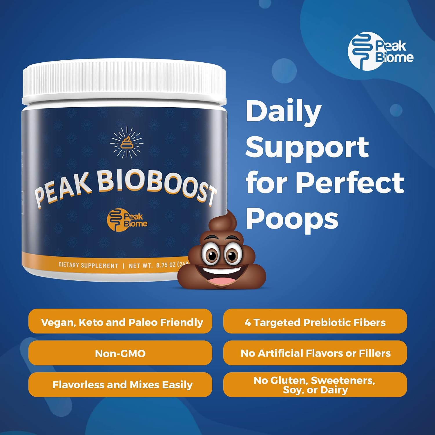 Peak BioBoost - Prebiotic Fiber Supplement for Gut Health - Easy to Dissolve Unflavored Fiber Powder - Non-GMO - No Gluten, Soy or Dairy - 6-Month Supply - 180 Servings, 6 Packs - Image 4