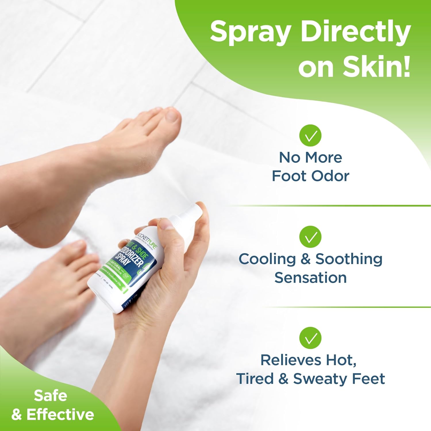 Rocket Pure Natural Foot and Shoe Deodorizer Spray, Mint, 4 fl oz, 1-Pack | Deodorant and odor eliminator for smelly feet, smell remover, formulated with essential oils, paraben-free, made in the USA - Image 5