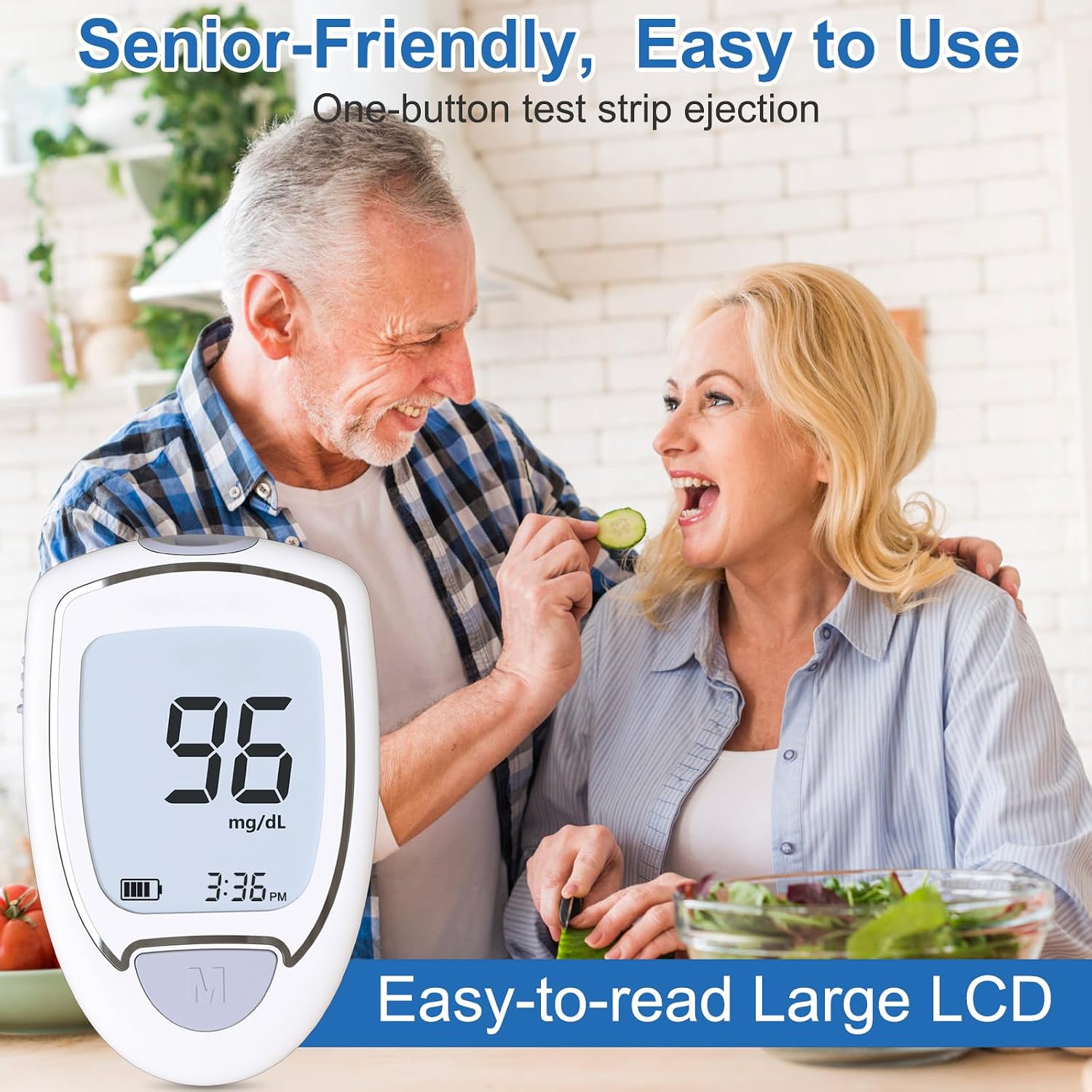 Glucose Monitor Kit, Blood Sugar Monitor with 50 Test Strips & 50 Lancets for Diabetes Testing, High Accuracy Blood Glucose Meter with Auto Eject, No Coding & Large LCD for Seniors, Glucometer Diabetes Testing Kit for Travel & Home Use - Image 6