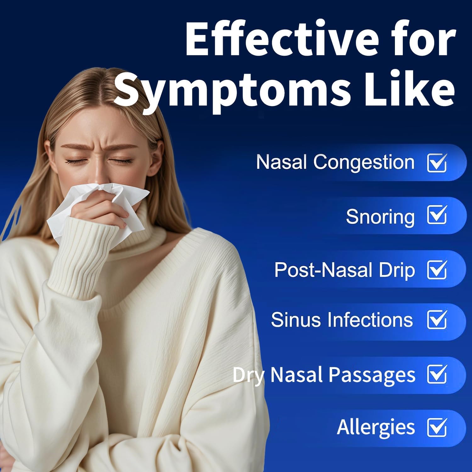 Neti Pot Sinus Rinse Bottle,Nasal Wash Bottle,Sinus Rinsing Cleaner Pressure Rinse Nasal Irrigation with Sticker Thermometer for Adult & Kid (300ml with 40 Nasal Wash Salt Packets) - Image 6