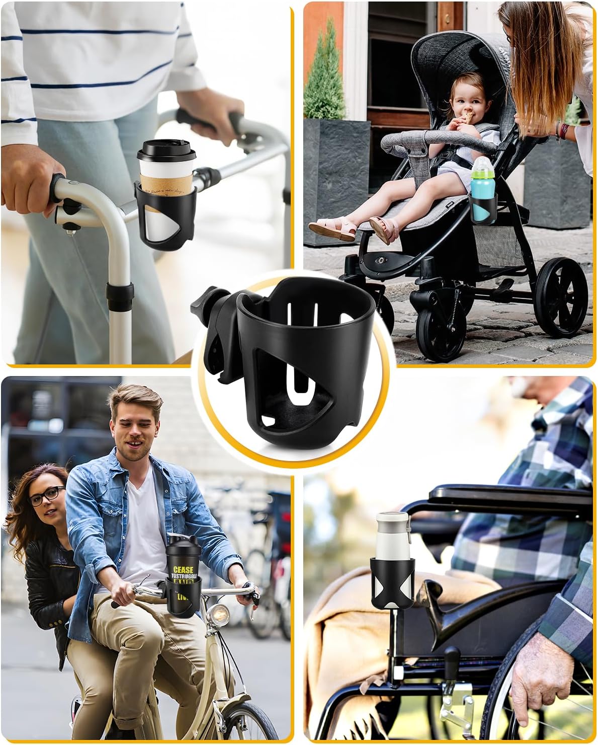 BUNDLEPRO Universal Stroller Cup Holder | Fits Bikes, Trolleys and Walkers, Compatible with Most Sizes of Drink Cups - Image 4