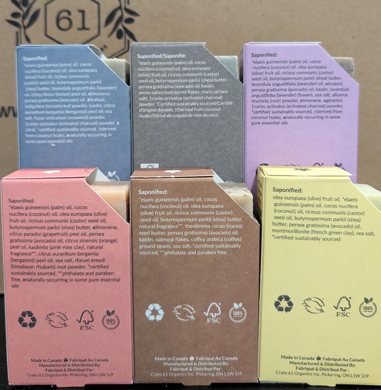 Crate 61 Organics, Handmade in Canada, Plant Based Cold Process Natural Bar Soap, With Premium Essential Oils, Dry Skin, Pack of 6 (Citrus) - Image 6