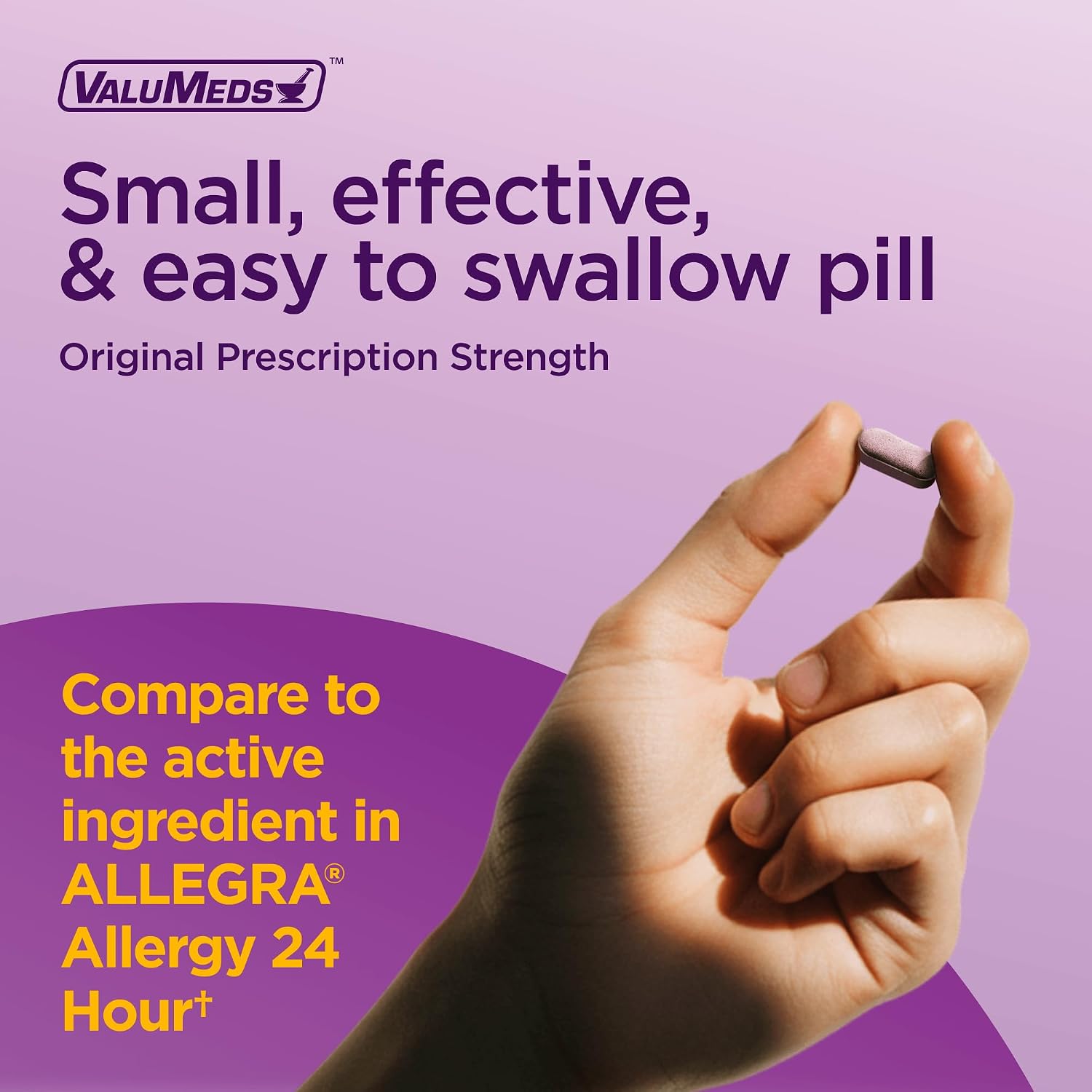 ValuMeds | Compare to Allegra | Fexofenadine HCl 180mg | 24-Hour Allergy Relief, Non-Drowsy Antihistamine Generic Medicine for Allergies, Hay Fever, Itchy Eyes | for Kids & Adults (100 Count) - Image 5