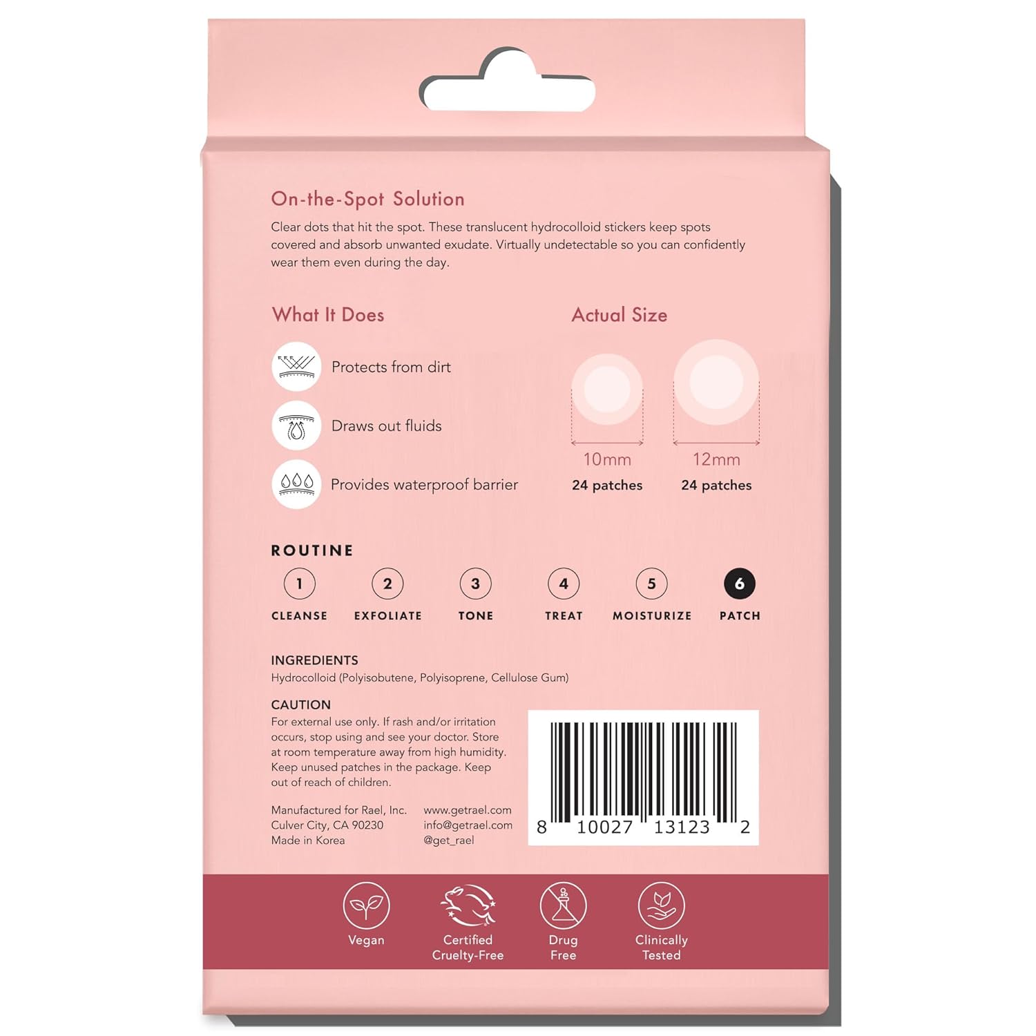Rael Miracle Invisible Spot Cover Hydrocolloid Acne Pimple Patches (96 Ct) | Ultra-Thin Patch for Face, Absorbs Fluid From Blemishes, Facial Sticker, Korean Skin Care, Pore Care, 2 Sizes - Image 8