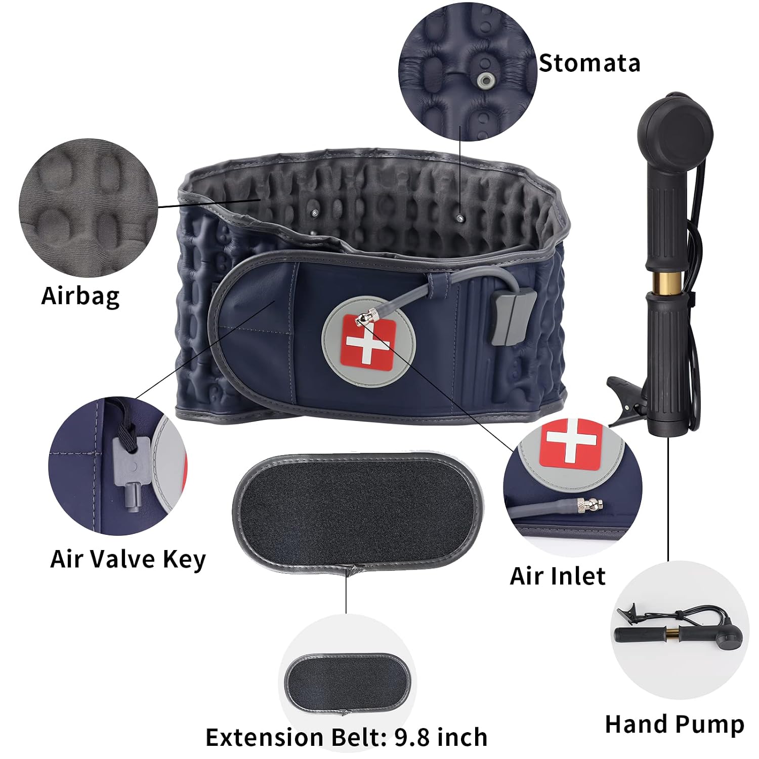 Decompression Back Belt, Inflatable Back Brace for Back Pain, Blue | Inflatable air columns for lumbar support, Relieves herniated disc & lumbar strain, Fits 29"-49" waist, Restores spinal curve - Image 4