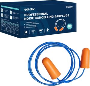 NRR 33dB Foam Ear Plugs with Cord,1...