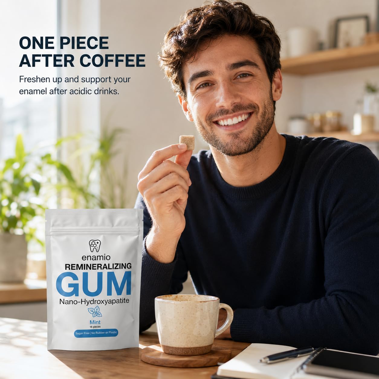Enamio Remineralizing Gum, Nano Hydroxyapatite Gum, Xylitol Gum Mint 2 Pack | Plastic free chicle base, sugar free, no aspartame, made in USA, strengthens enamel, fights cavities, freshens breath - Image 5