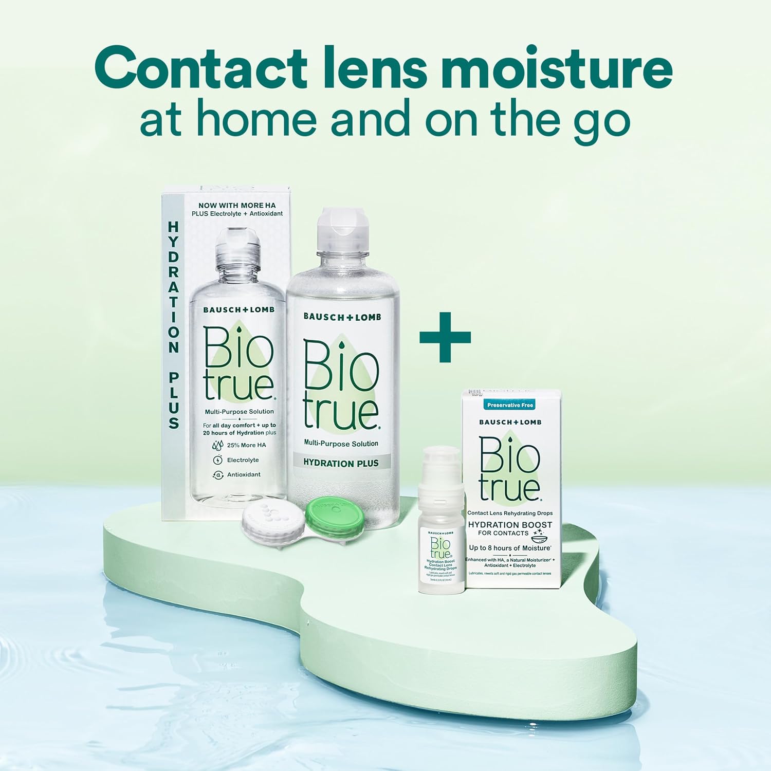 Biotrue Hydration Plus Multi-Purpose Contact Lens Solution, 10 oz 2 Pack | Includes 2 x 10 oz bottles + lens cases, hyaluronic acid formula, cleans, disinfects, all-day comfort - Image 7