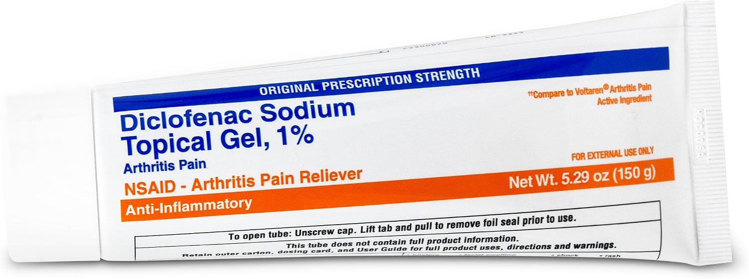 Amazon Basic Care Diclofenac Sodium Topical Gel, 1% (NSAID), Arthritis Pain Reliever for Hand, Wrist, Elbow, Foot, Ankle and Knee Pain Relief, 5.29 oz (150 grams) (Packaging may vary) - Image 6