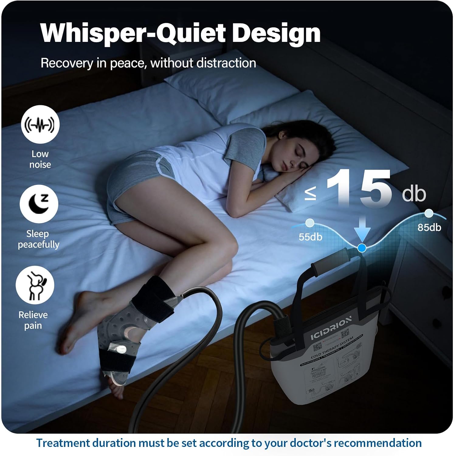 Quiet Ice Machine for Ankle After Surgery, Programmable & Portable | FSA ELIGIBLE HSA:Up to 12 hr, 12-QT Cold Therapy Machine, Dedicated Ankle Pad for Ankle and Foot Surgery Pain Relief at Home - Image 3