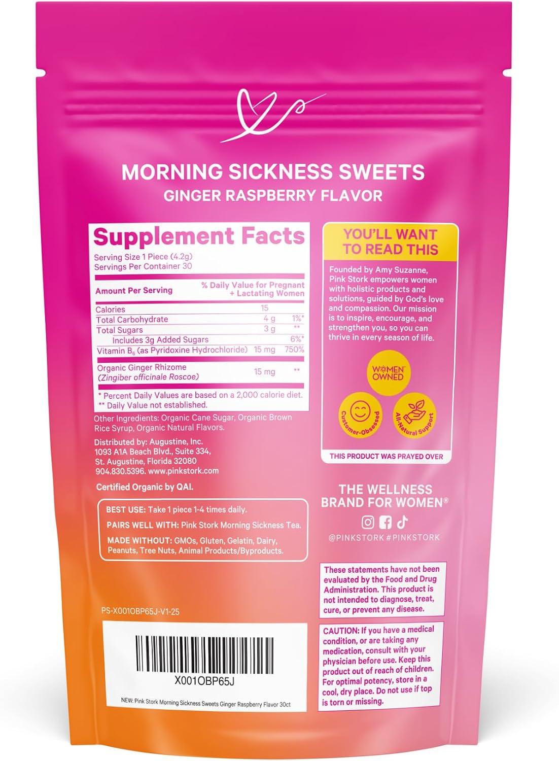 Pink Stork Morning Sickness Sweets Organic Raspberry Ginger, 30 Count | USDA Organic Ginger + Vitamin B6, Motion Sickness Support, Digestive Comfort + Heartburn Support, 30 Wrapped Drops - Image 9