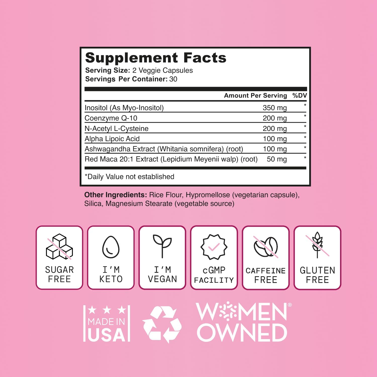 SELF NUTRITION Fertility Support for Women | Conception for Her, Coenzyme Q10, Ashwagandha, Myo-Inositol & More| Support Cycle Regularity & Ovulation| Vegan, Non-GMO, USA Made-60 Capsules - Image 5