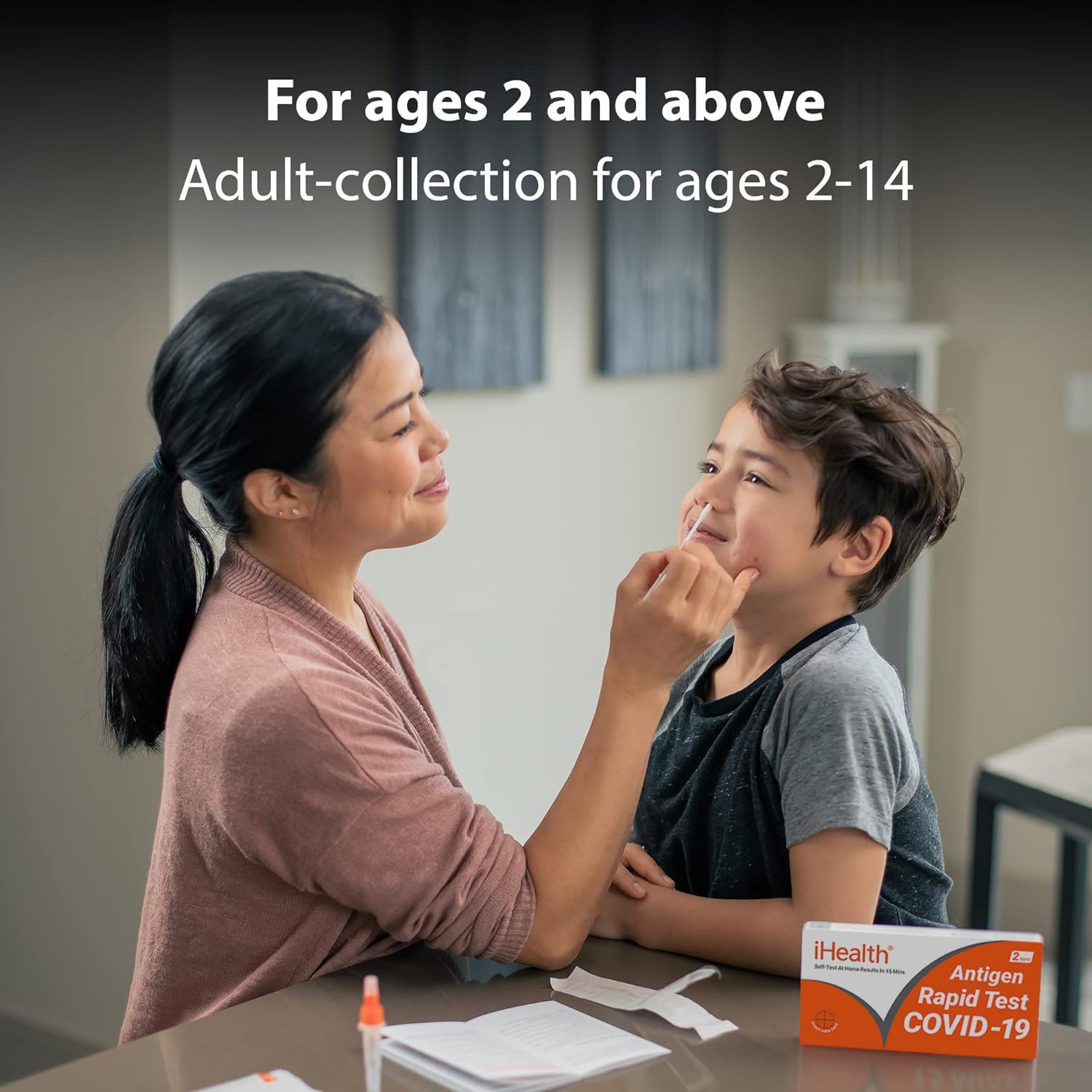 iHealth COVID-19 Antigen Rapid Home Test, 2 Tests, FDA Authorized OTC | at-Home Self Test, Results in 15 Minutes with Non-invasive Nasal Swab, Easy to Use & No Discomfort, for ages 2 and up - Image 4