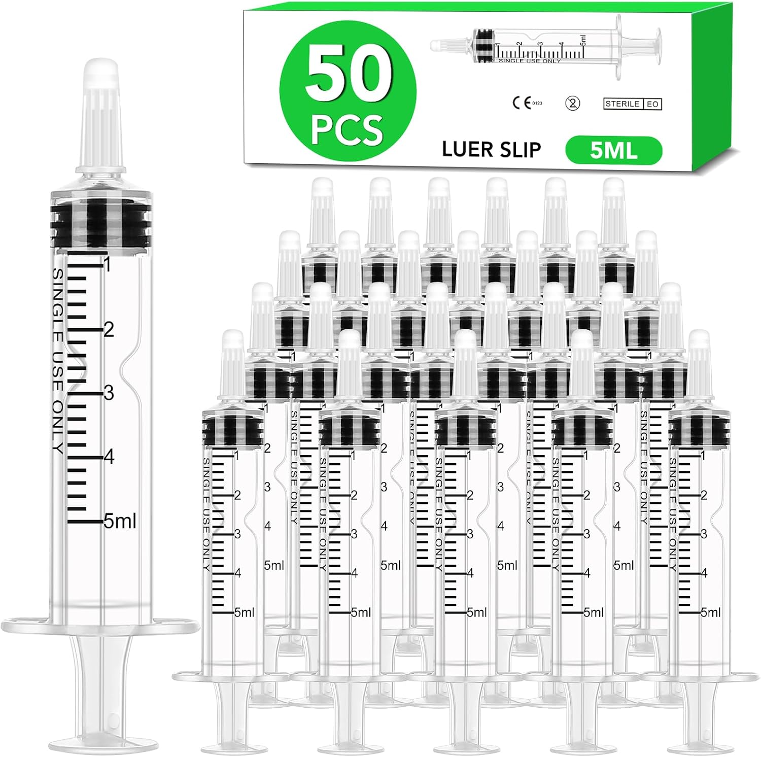 50 PCS 5ml Syringe with Cap for Liq...