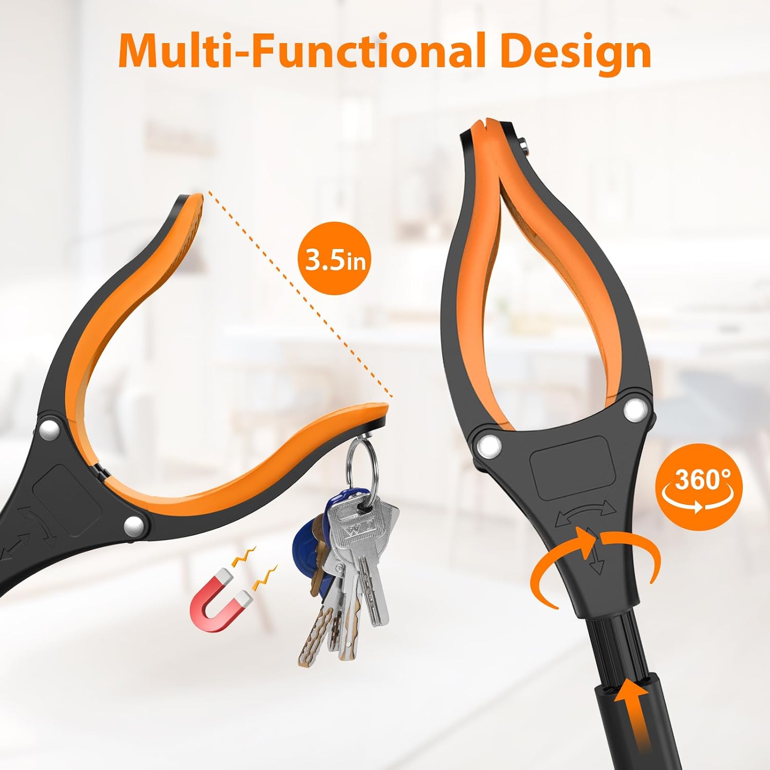 32" Grabber Reacher Tool, 2-Pack Foldable Reacher Grabber Pickup Tool with 360° Rotating Jaw & Magnet, Trash Picker Upper Grabber, Lightweight Grabbers for Seniors Heavy Duty | Reacher grabber pickup tool, grabbers for seniors. Trash grabber, trash picker upper grabber for most adults, indoors or out. - Image 4