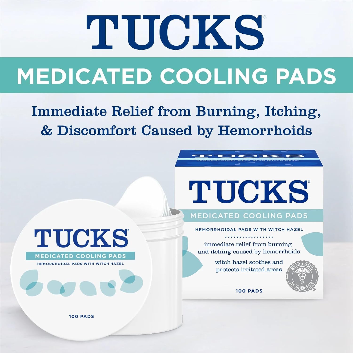 TUCKS Medicated Cooling Pads, 100 Count – Hemorrhoid Pads with Witch Hazel, Cleanses Sensitive Areas, Protects from Irritation, Hemorrhoid Treatment, Medicated Pads Used by Hospitals - Image 3