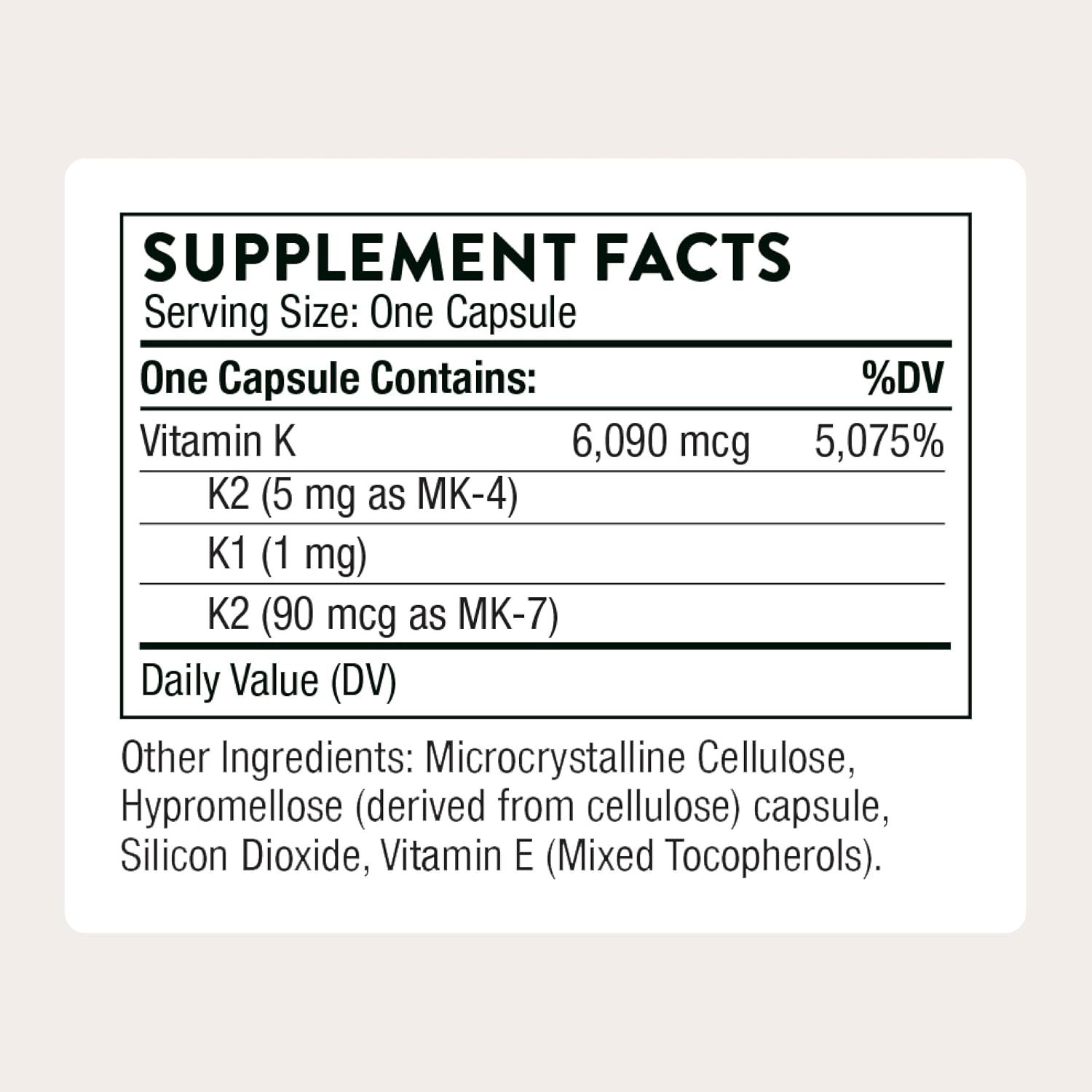 THORNE Vitamin K, Vitamins K1 and K2 (as MK-4 and MK-7), 60 Capsules | Helps Maintain Bone Mineral Density & Supports Healthy Blood Vessels*, Gluten, Dairy & Soy-Free, NSF Contents Certified - Image 2