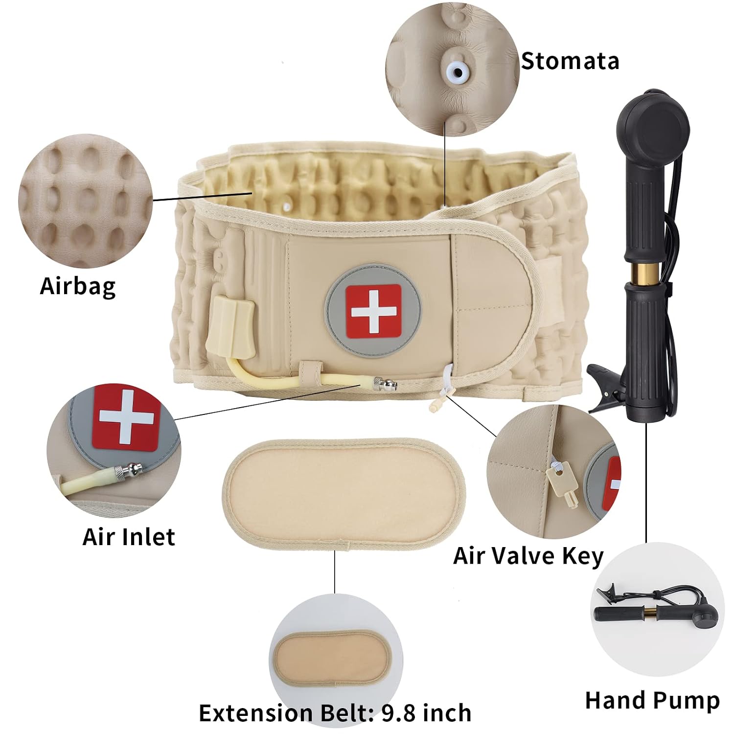 Decompression Back Belt, Inflatable Back Brace for Back Pain,Beige | Inflatable air columns for lumbar support, Relieves herniated disc & lumbar strain, Fits 29"-49" waist, Restores spinal curve - Image 5