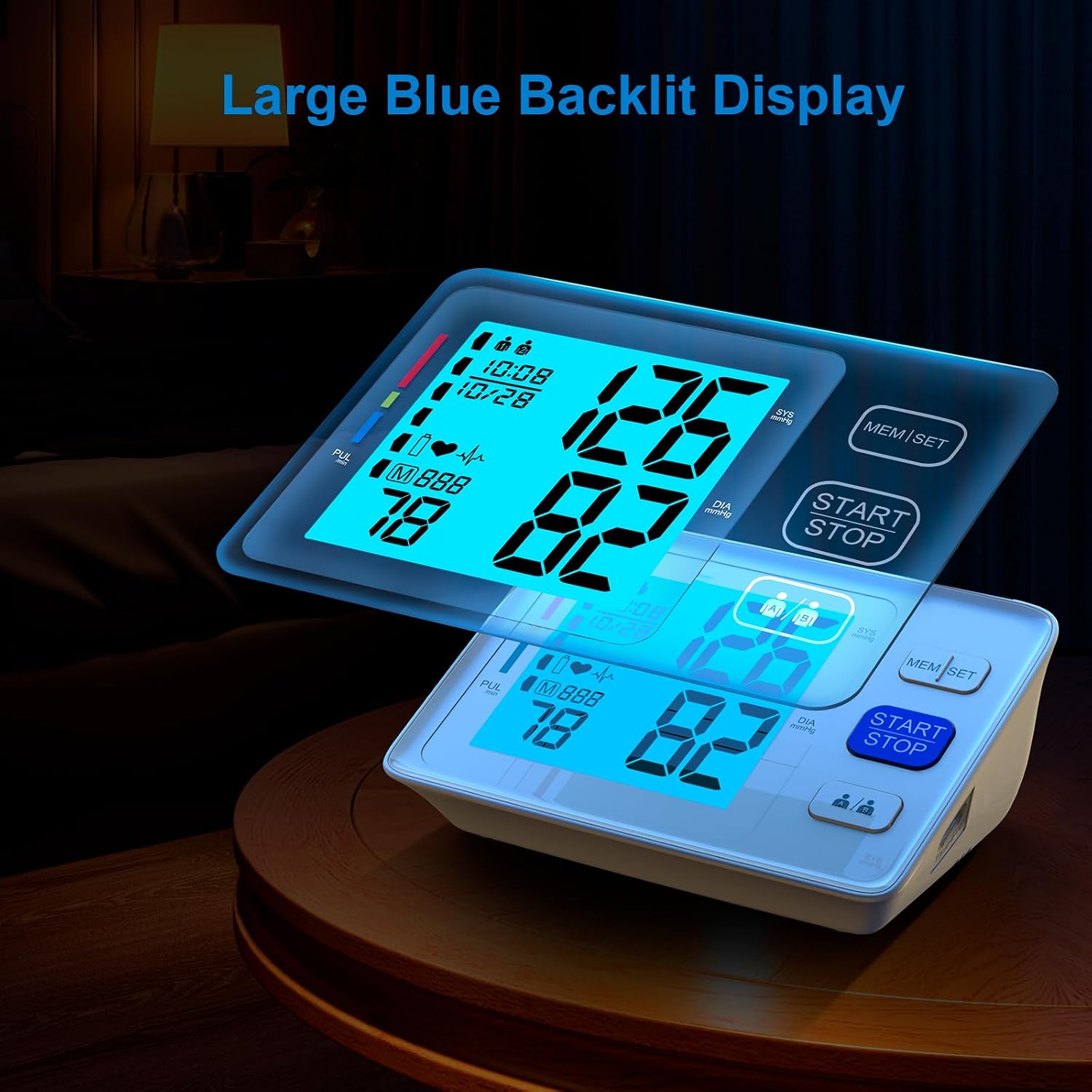 Blood Pressure Monitor for Home Use with Dual Cuffs, Upper Arm | 9-17'' & 13-21''Adjustable BP Cuff, Backlit Display, Accurate Reading, 2x500 Memories, 4AAA Batteries, Carrying Case,Home Use - Image 3